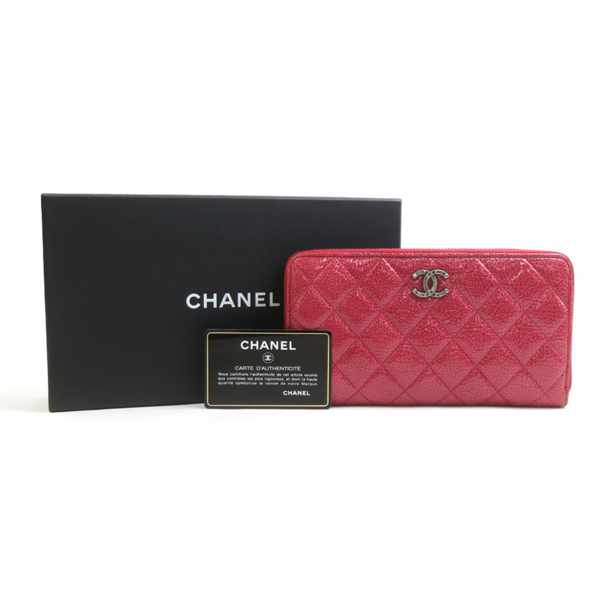 Chanel Pink Patent Leather Long Wallet (Bi-Fold) (Pre-Owned)