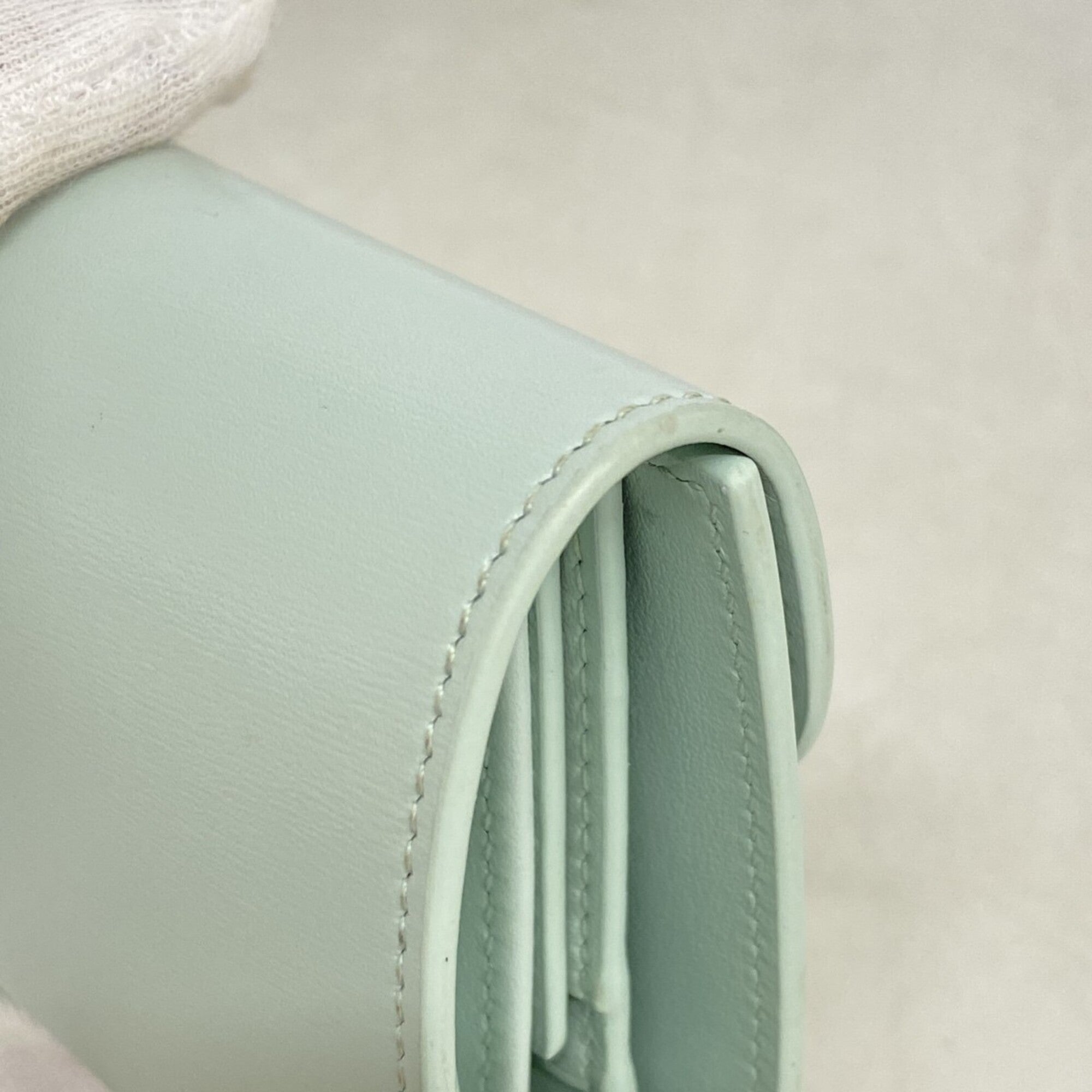 Celine Light Blue Leather Wallet (Tri-Fold) (Pre-Owned)