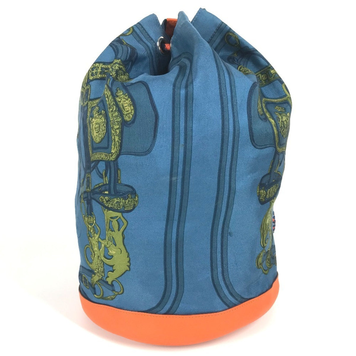 Hermes Blue Orange Silk Leather Shoulder Bag (Pre-Owned)