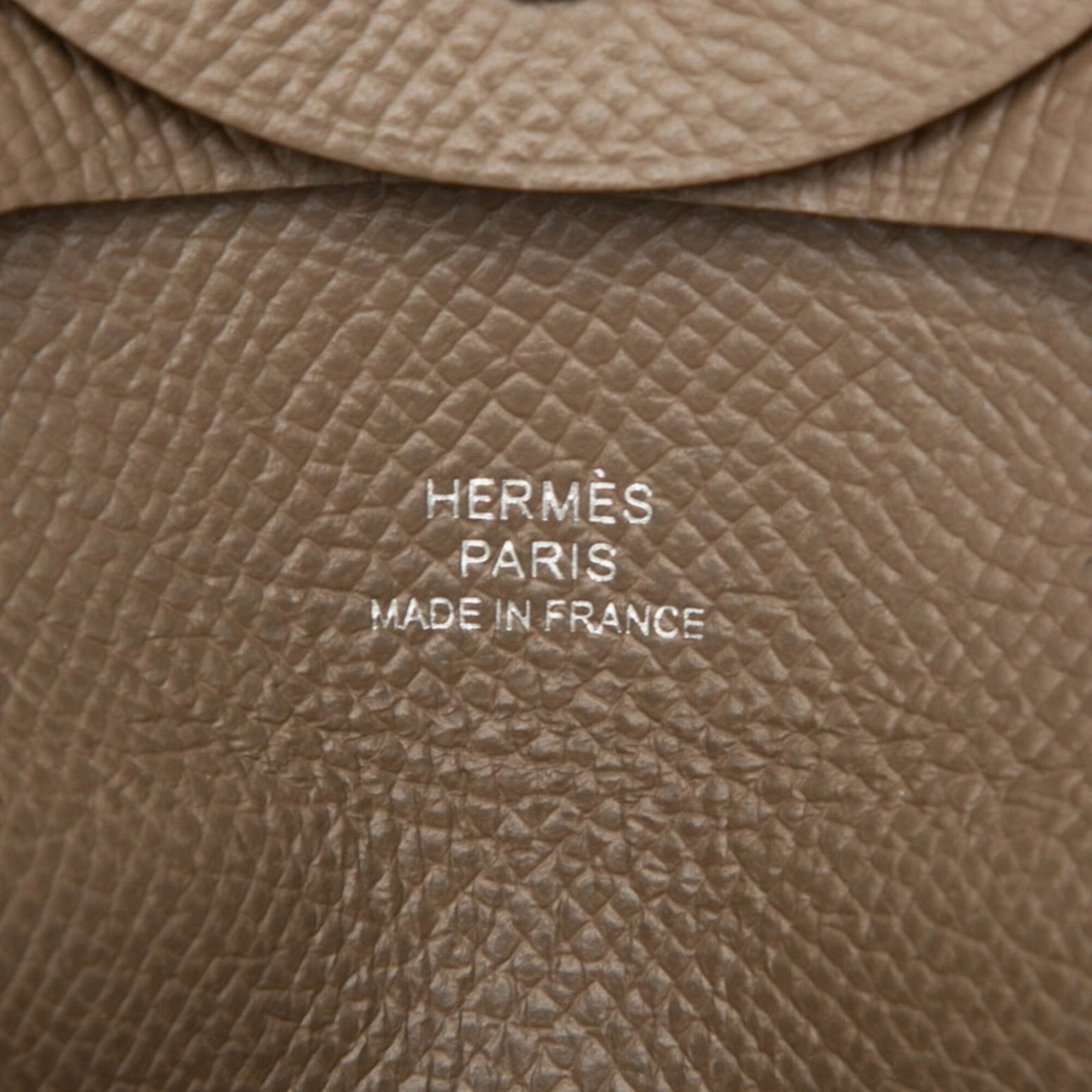Hermes Beige Etoupe Gray Gray Epsom Leather Coin Purse/Coin Case (Pre-Owned)