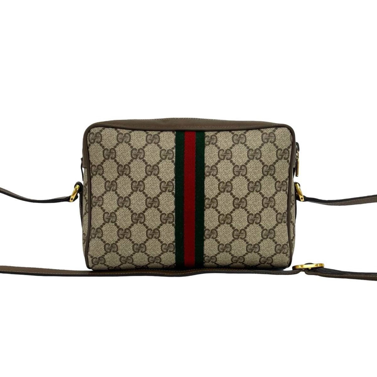 Gucci Brown Green Red Color Pvc Leather Shoulder Bag (Pre-Owned)