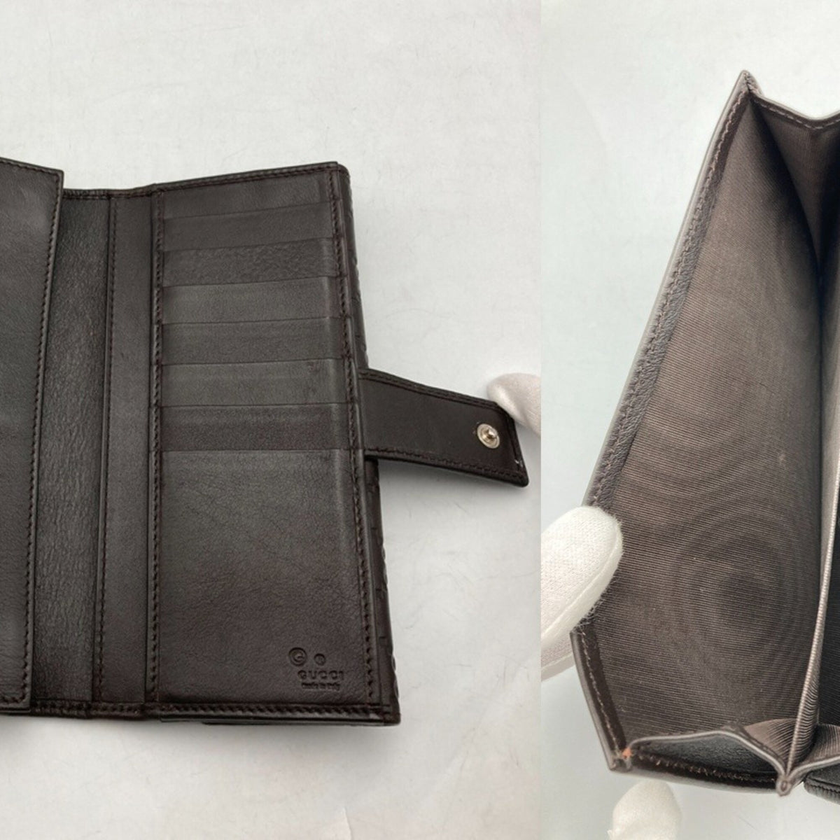 Gucci Dark Brown Leather Long Wallet (Bi-Fold) (Pre-Owned)