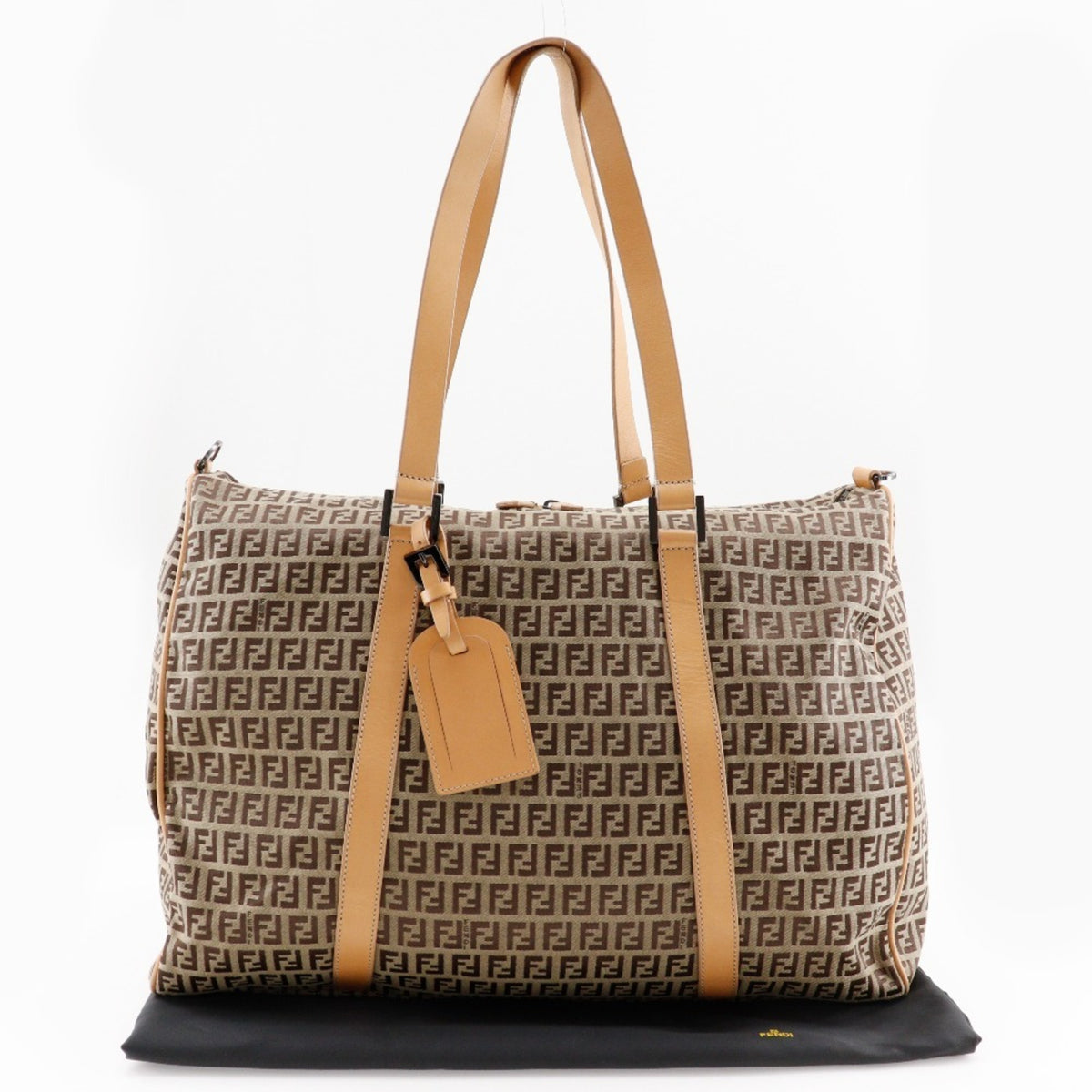 Fendi Brown Canvas Leather Boston Bag (Pre-Owned)
