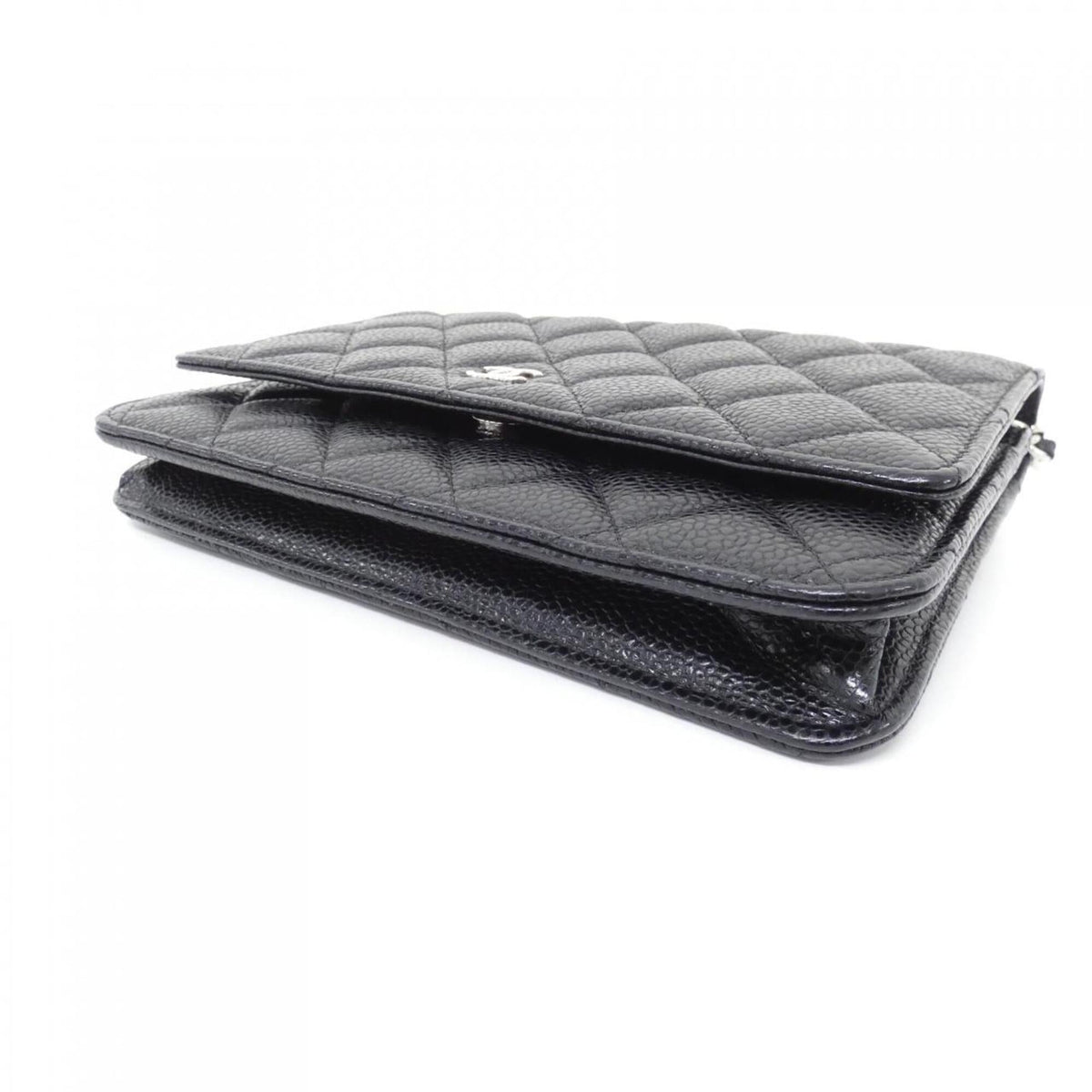 Chanel Black Grained Calfskin Chain/Shoulder Wallet (Pre-Owned)