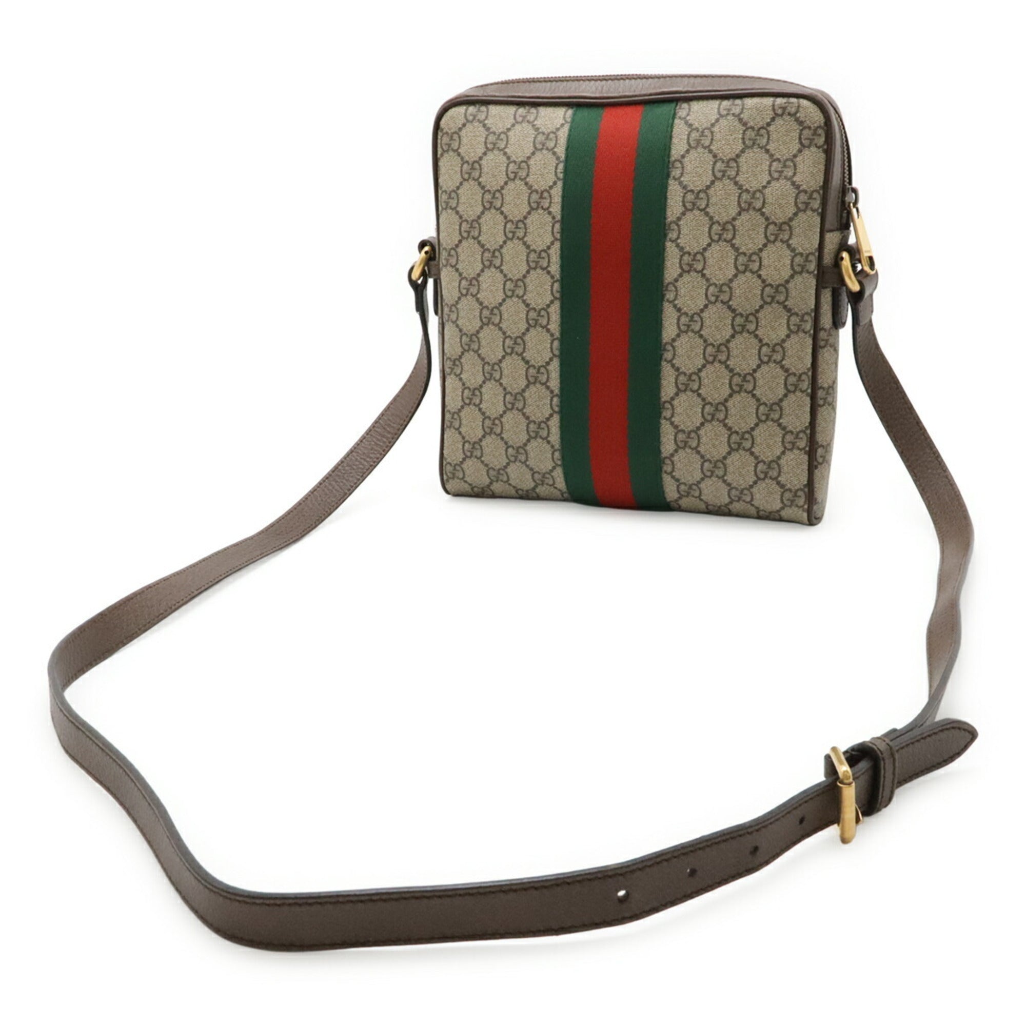 Gucci Sherry Line Beige Green Red Color Gg Supreme Leather Handbag (Pre-Owned)