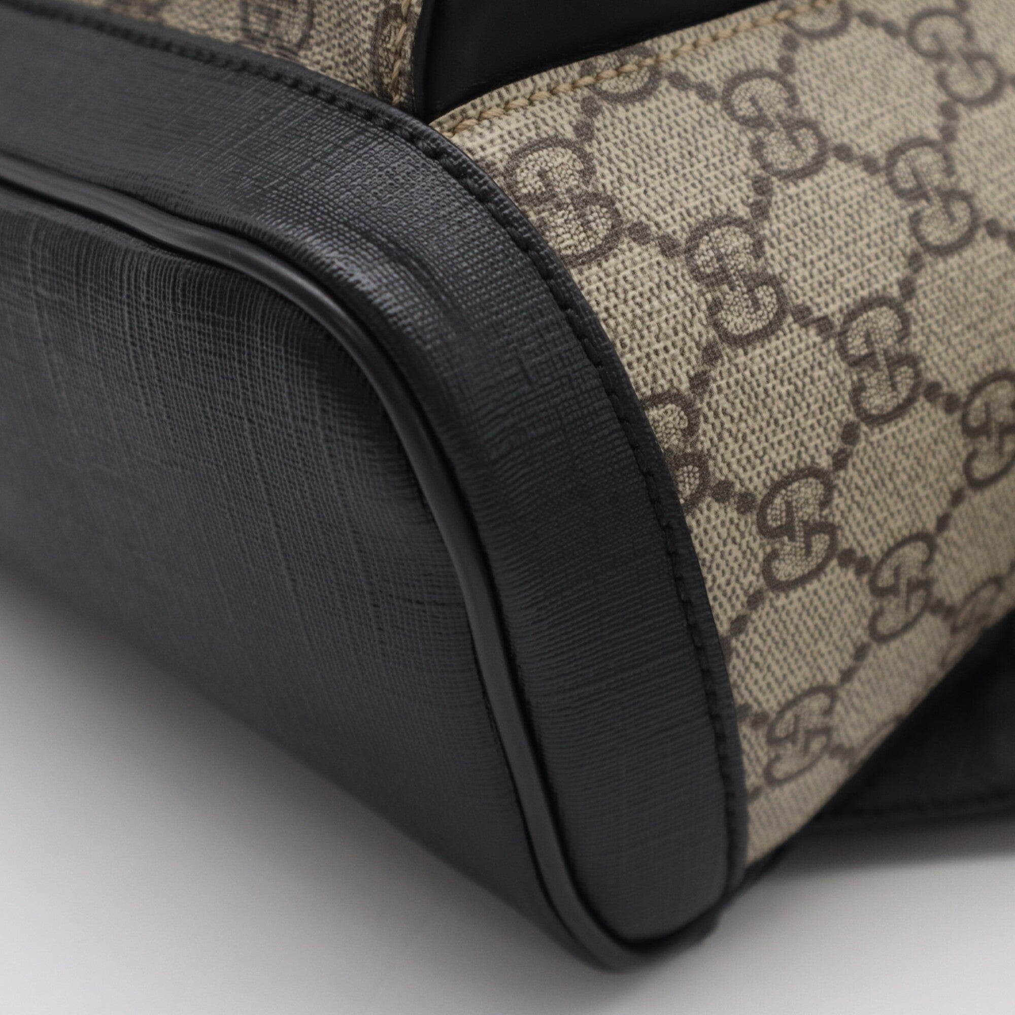 Gucci Beige Brown Canvas Leather Backpack (Pre-Owned)
