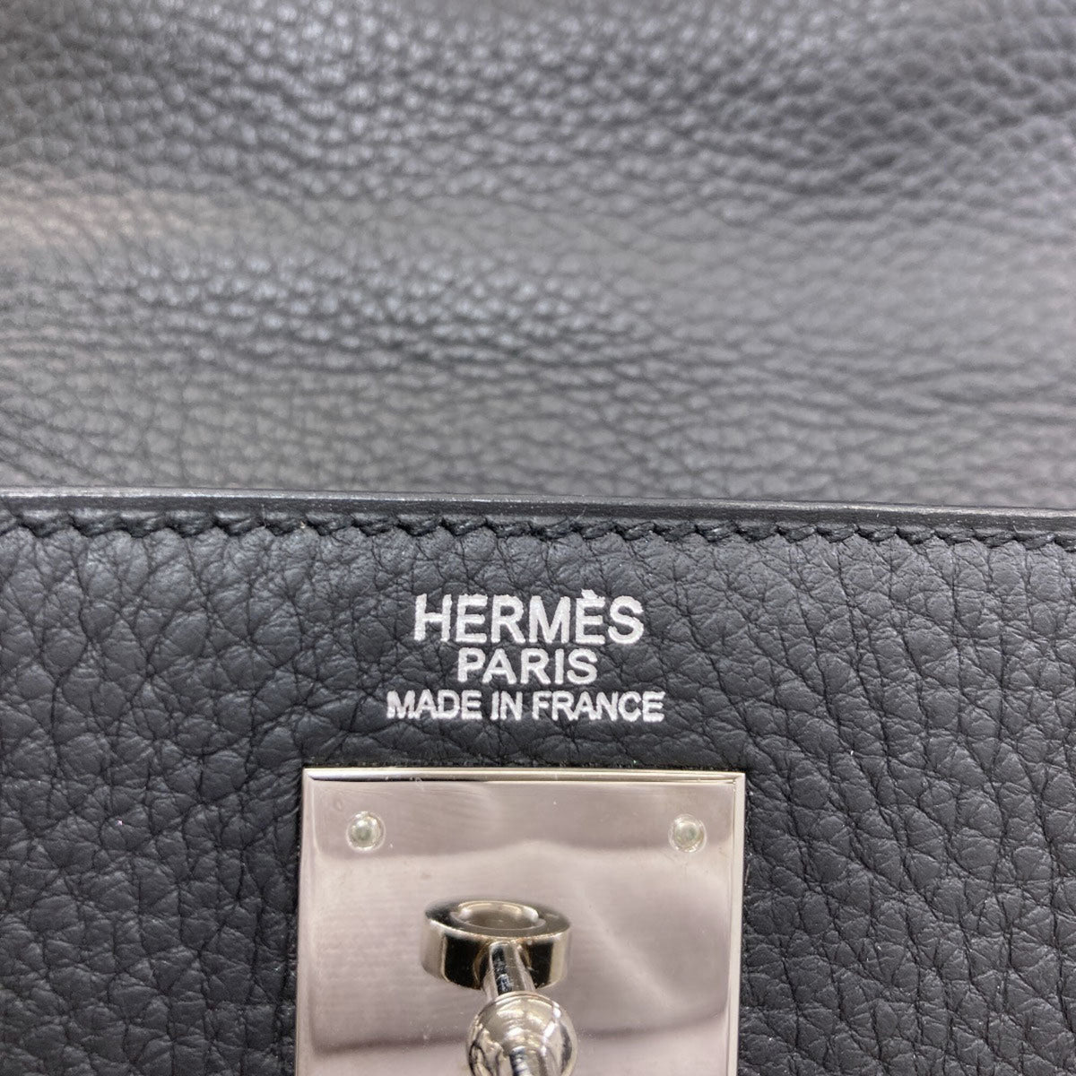 Hermes Kelly Black Taurillon Clemence Leather Handbag (Pre-Owned)