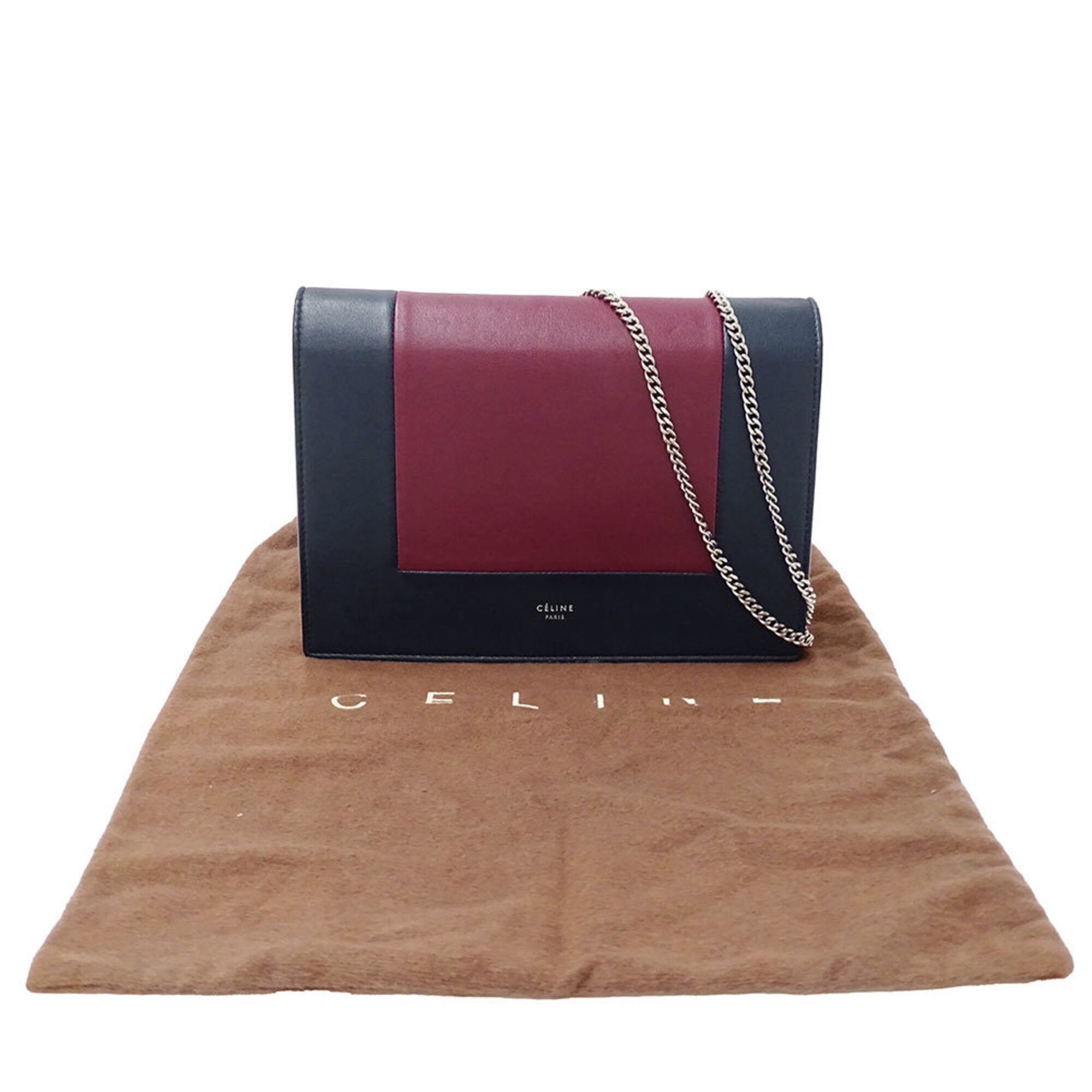 Celine Bordeaux Navy Leather Handbag Shoulder Bag (Pre-Owned)
