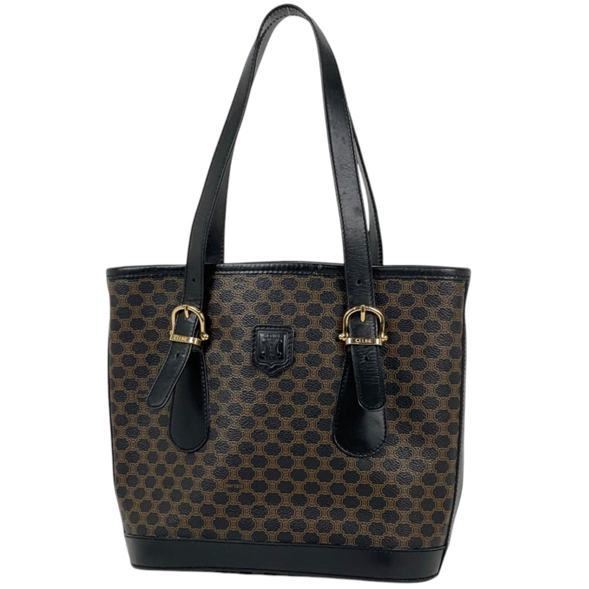 Celine Macadam Black Coated Canvas Leather Tote Bag (Pre-Owned)