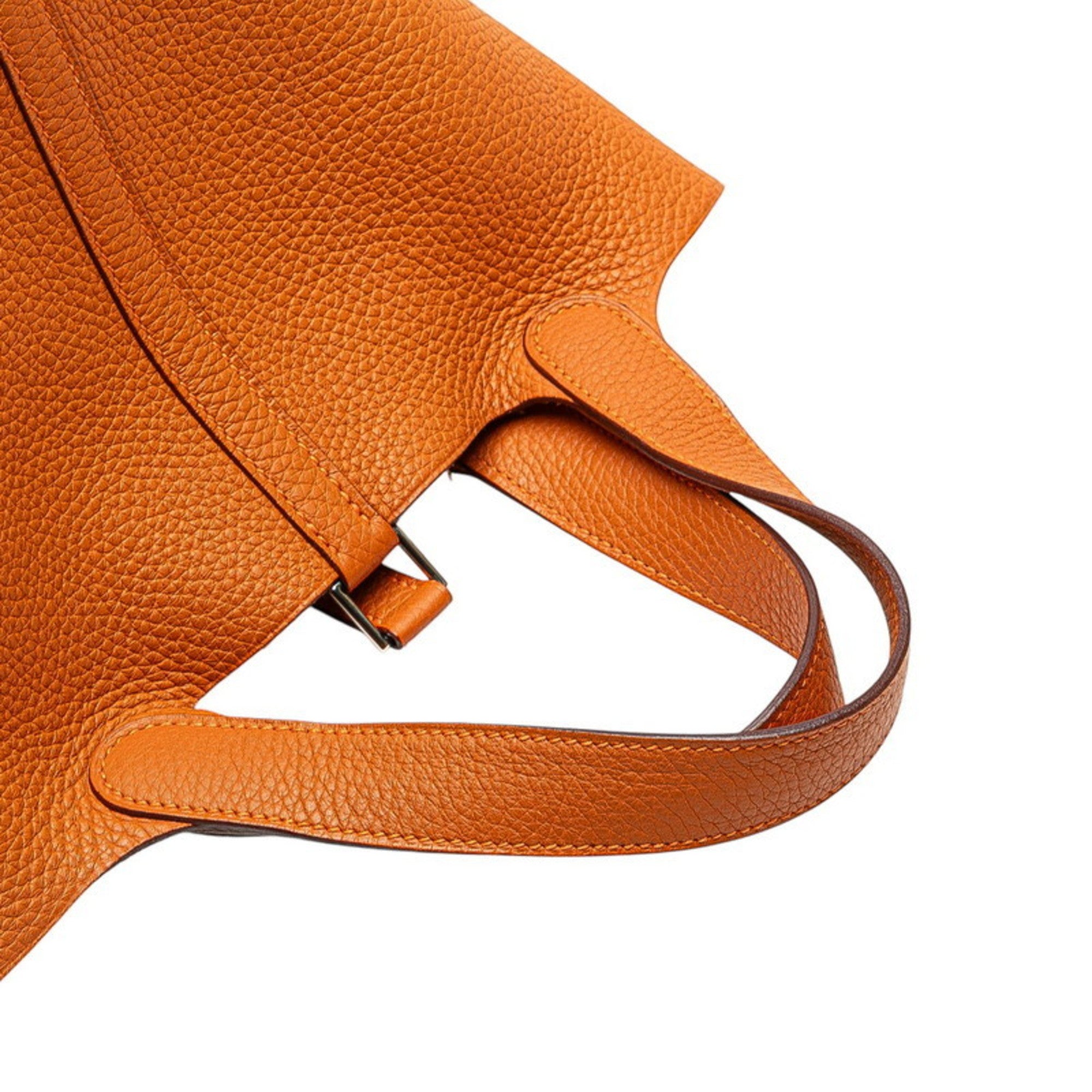 Hermes Picotin Orange Potiron Taurillon Clemence Leather Handbag (Pre-Owned)