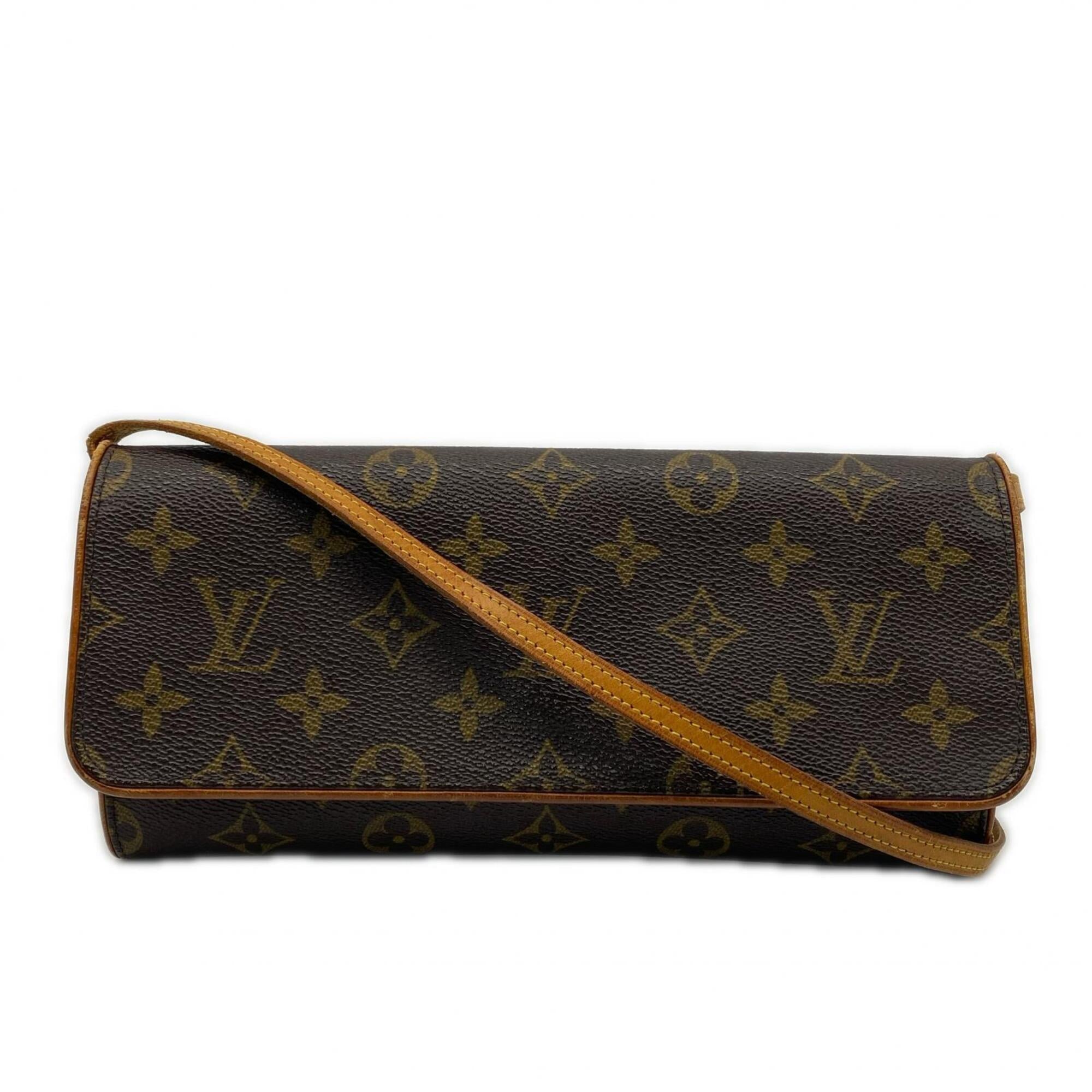 Louis Vuitton Brown Coated Canvas Leather Pochette Shoulder Bag (Pre-Owned)
