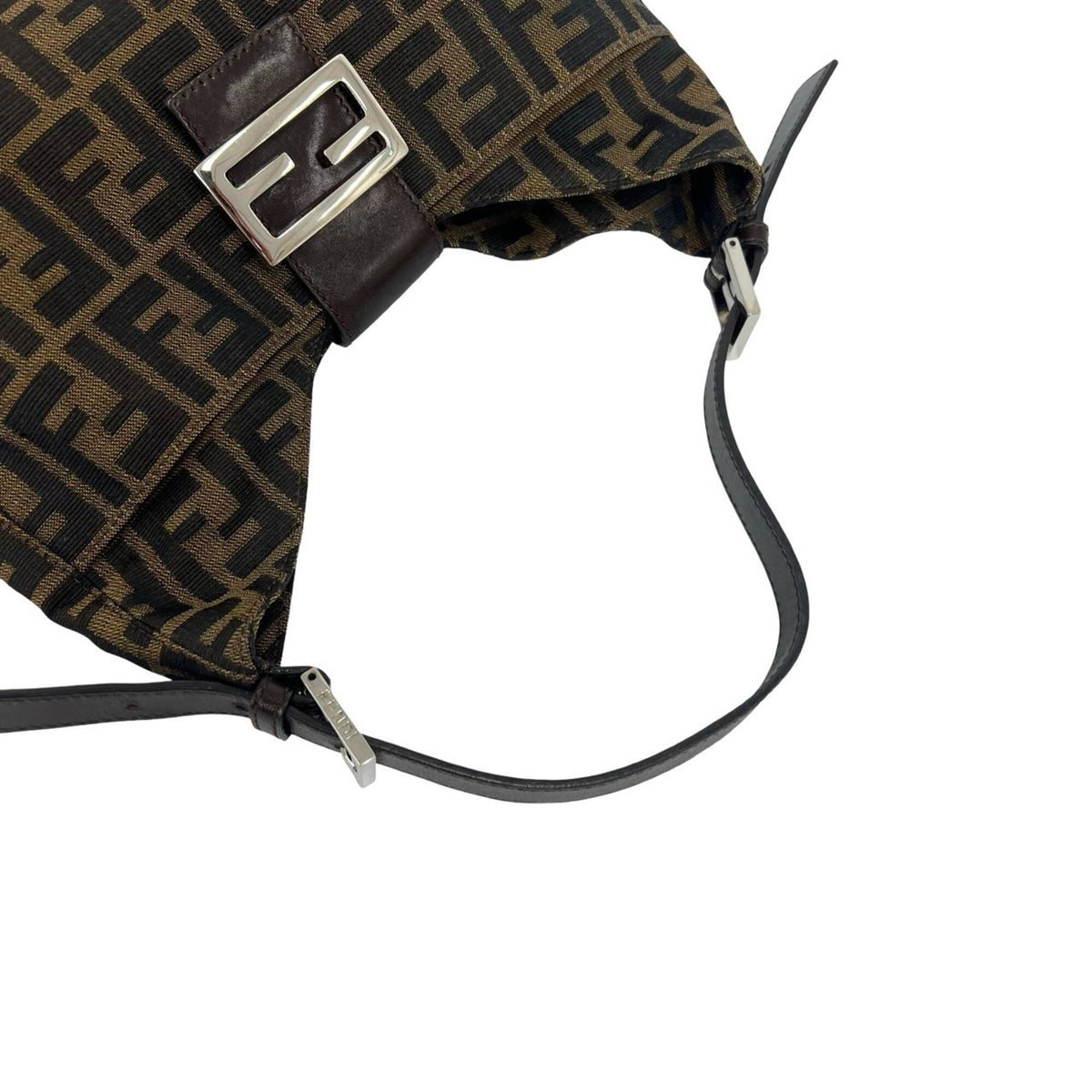 Fendi Black Brown Canvas Leather Shoulder Bag Tote Bag (Pre-Owned)
