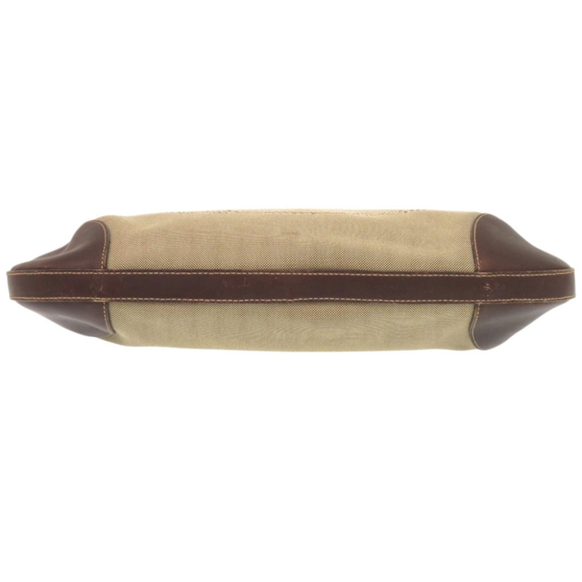Prada Beige Brown Canvas Leather Shoulder Bag (Pre-Owned)
