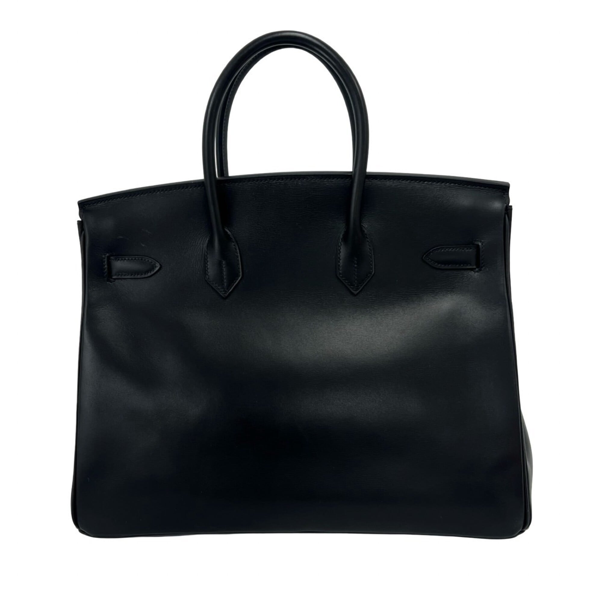 Hermes Black Box Calf Leather Handbag Tote Bag (Pre-Owned)