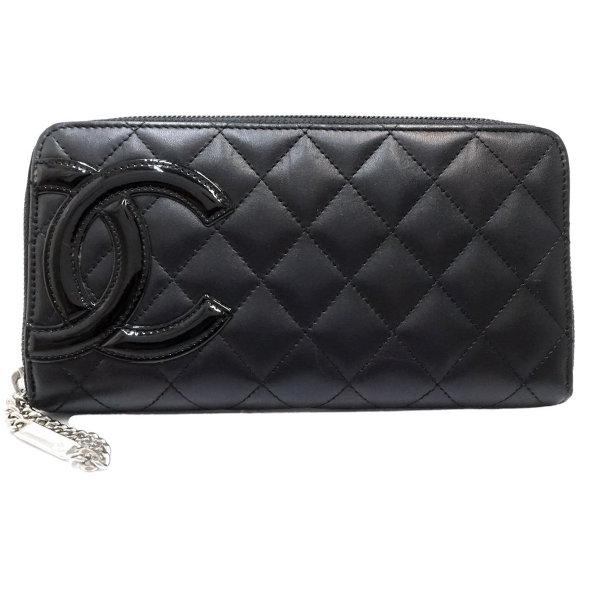 Chanel Black Leather Long Wallet (Bi-Fold) (Pre-Owned)