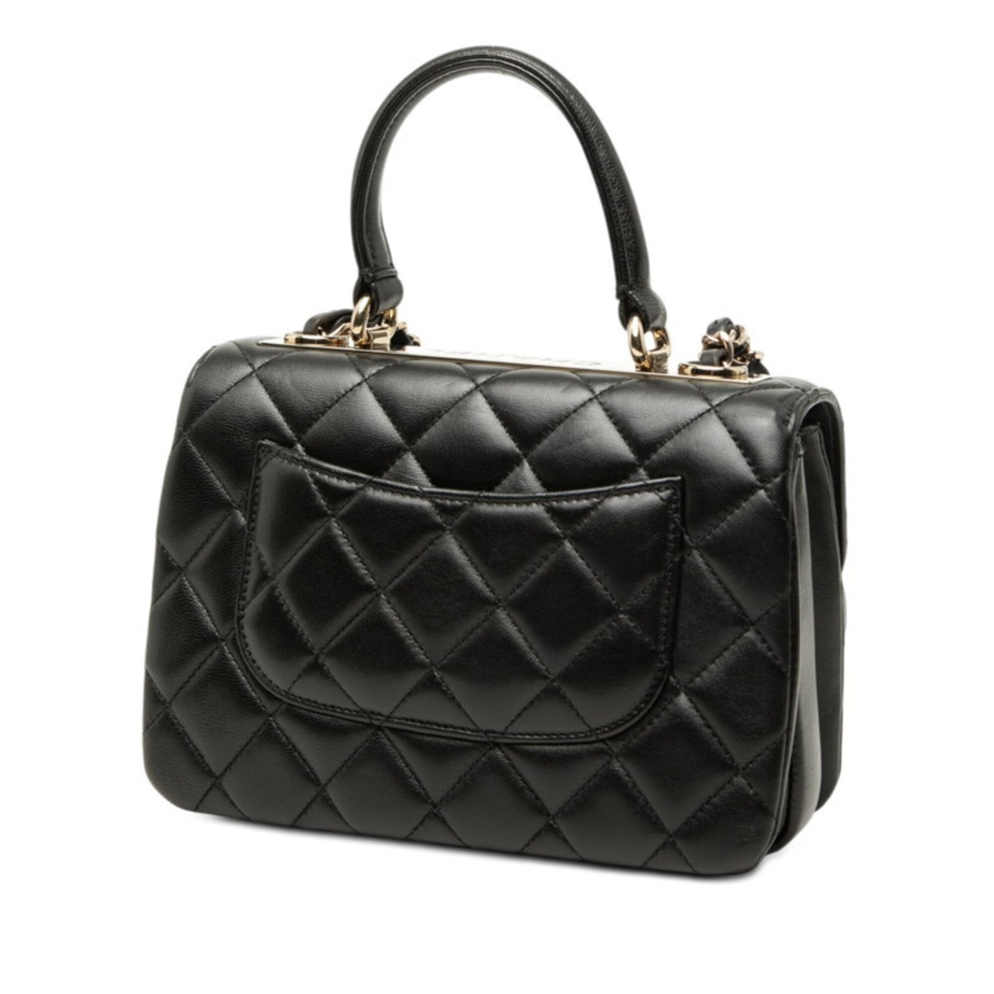 Chanel Black Leather Handbag Shoulder Bag (Pre-Owned)