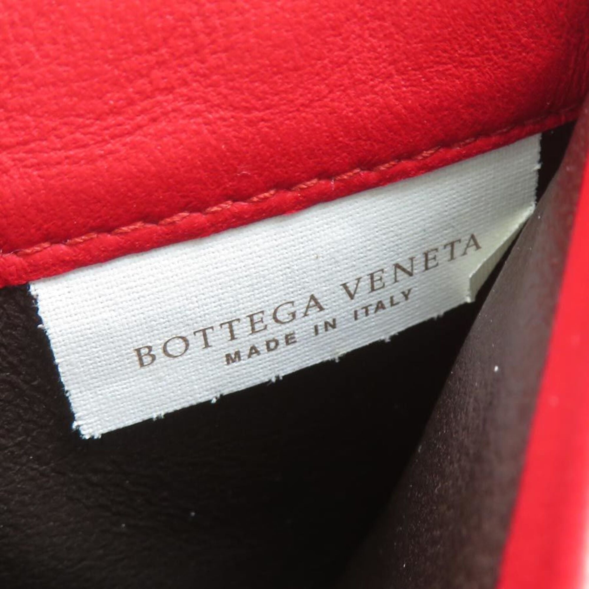 Bottega Veneta Red Color Intrecciato Long Wallet (Bi-Fold) (Pre-Owned)