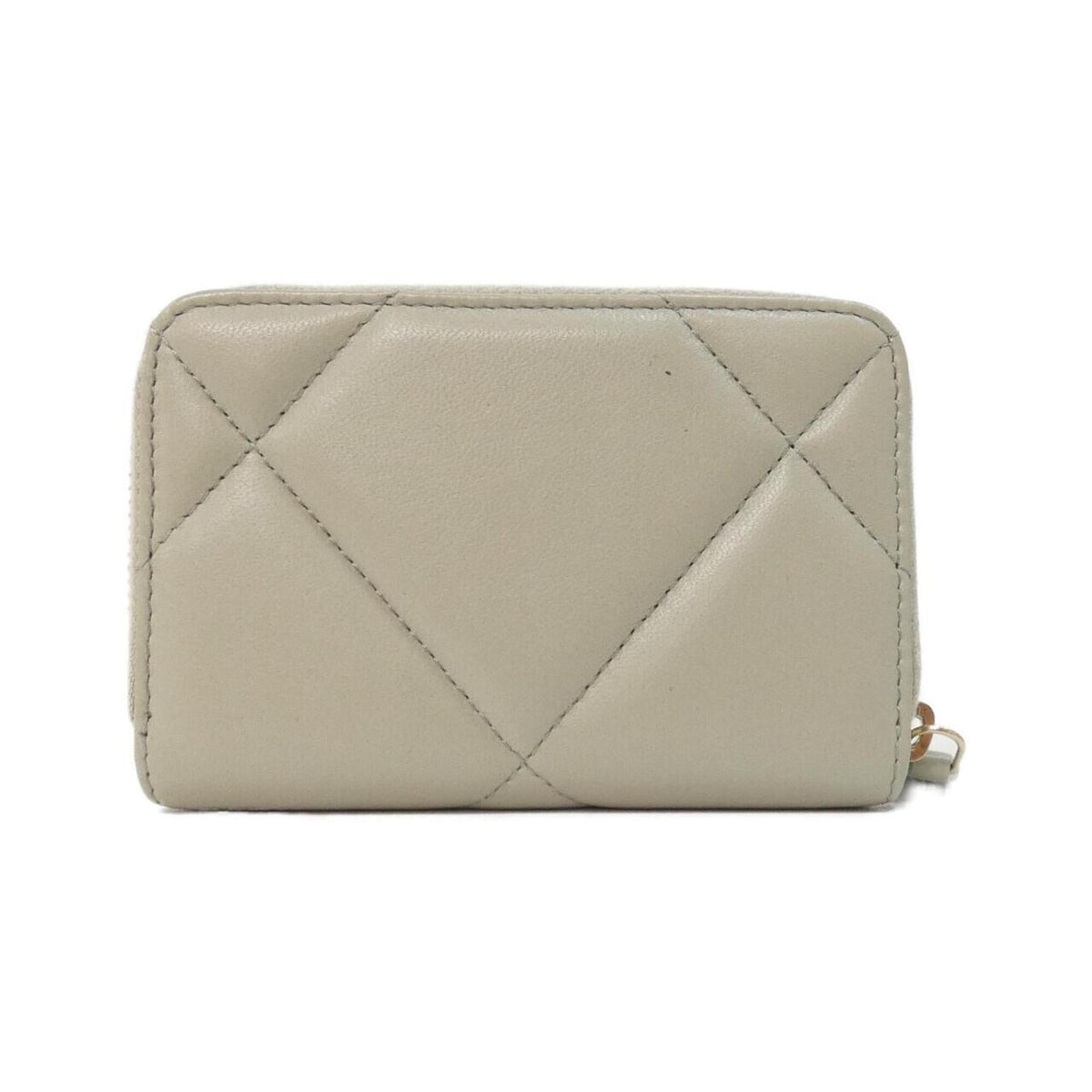 Chanel Gray Leather Coin Purse/Coin Case (Pre-Owned)