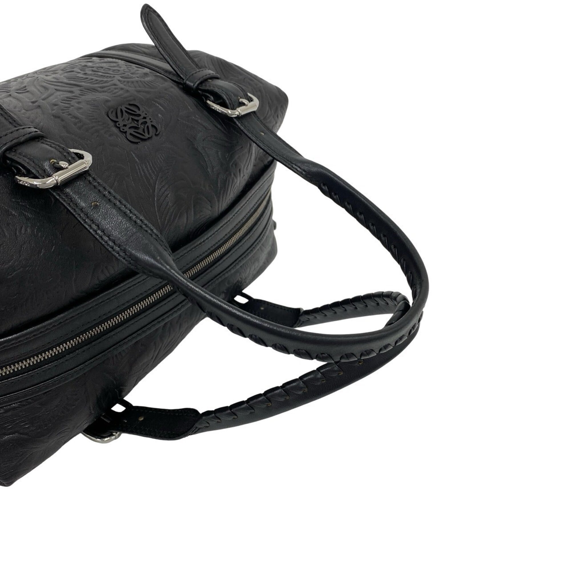 Loewe Black Leather Boston Bag Handbag (Pre-Owned)