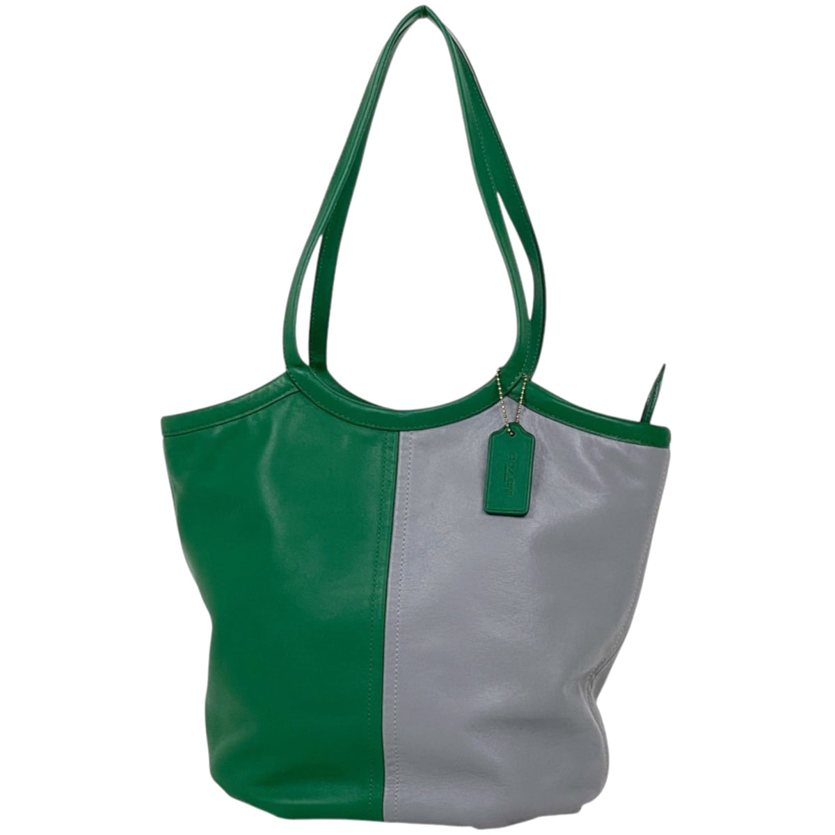 Coach Gray Green Leather Tote Bag (Pre-Owned)