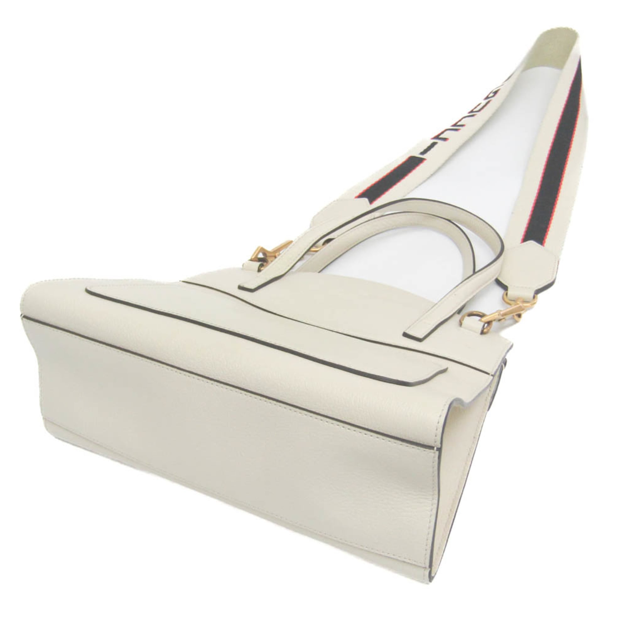 Gucci Totem Top Handle Bag Leather White Leather Handbag (Pre-Owned)