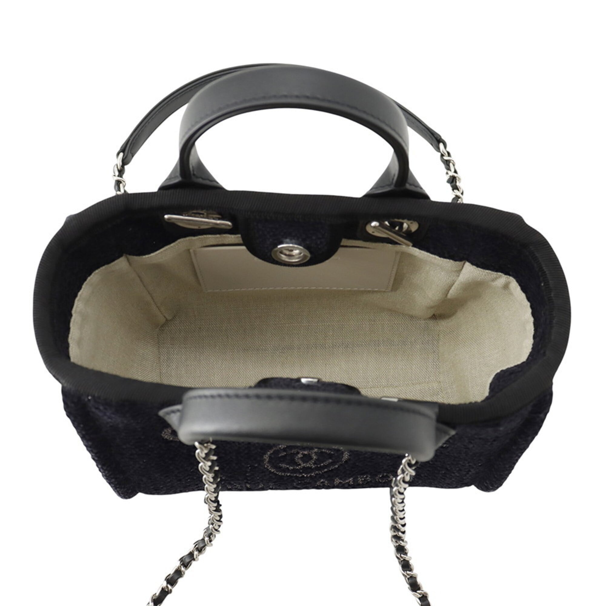 Chanel Black Tweed Leather Tote Bag (Pre-Owned)