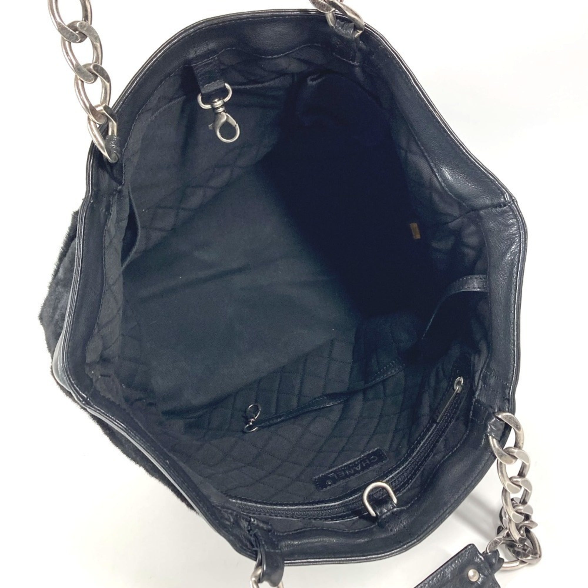 Chanel Black Leather Shoulder Bag Tote Bag (Pre-Owned)