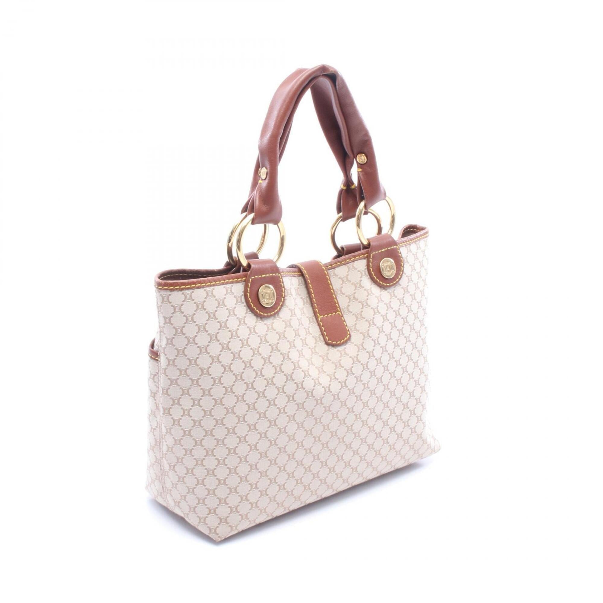 Celine Beige Brown Canvas Leather Handbag (Pre-Owned)