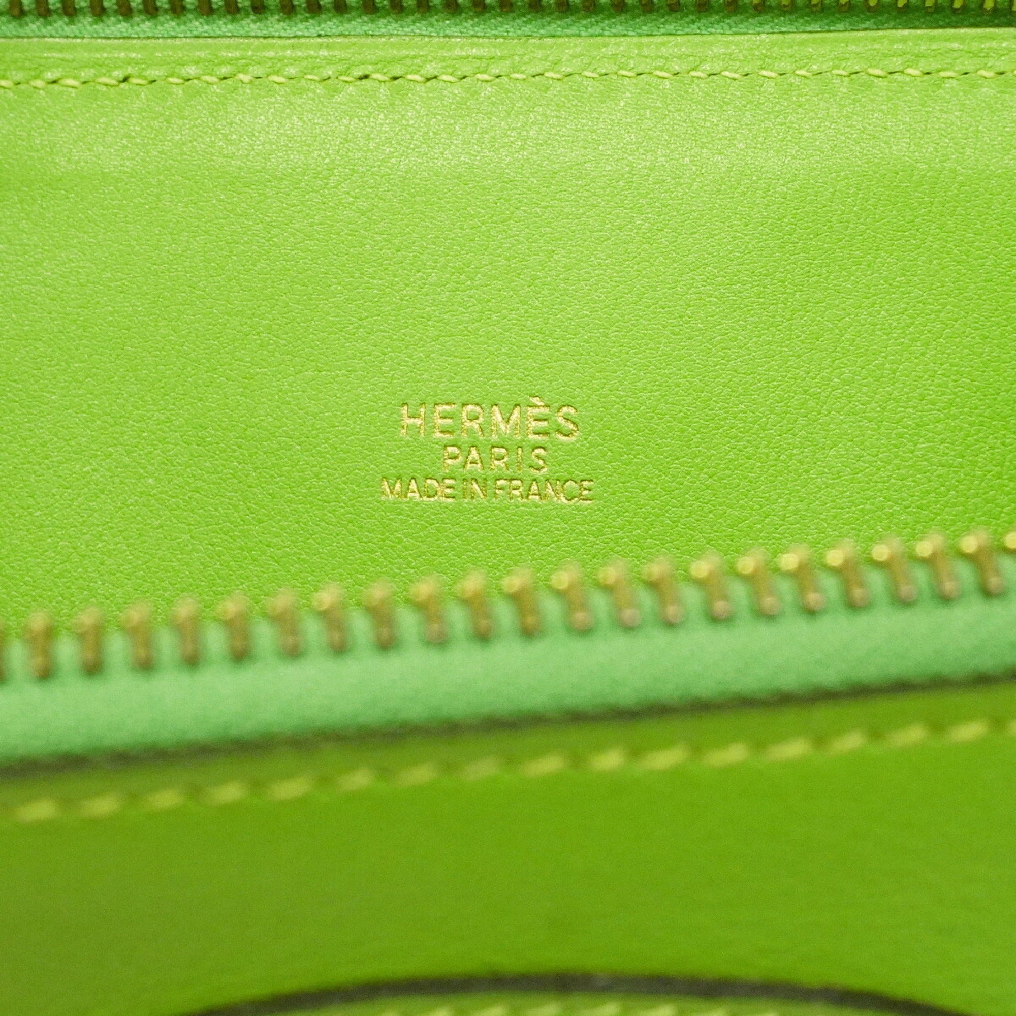 Hermes Apple Green Orange Gulliver Leather Handbag (Pre-Owned)