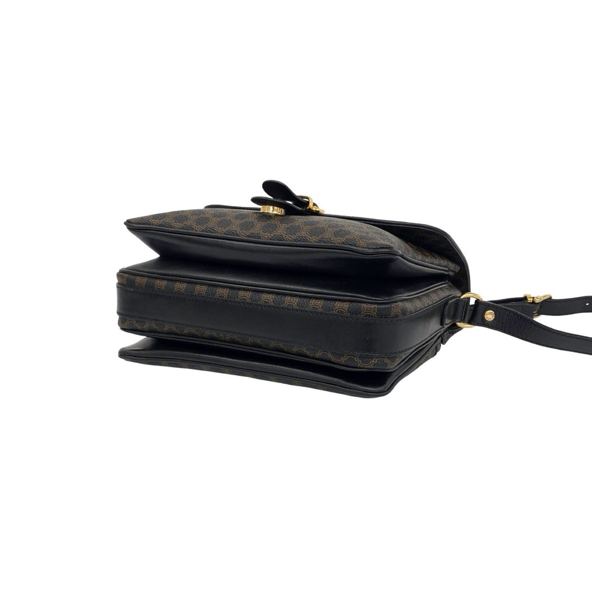Celine Black Brown Leather Pvc Pochette Shoulder Bag (Pre-Owned)