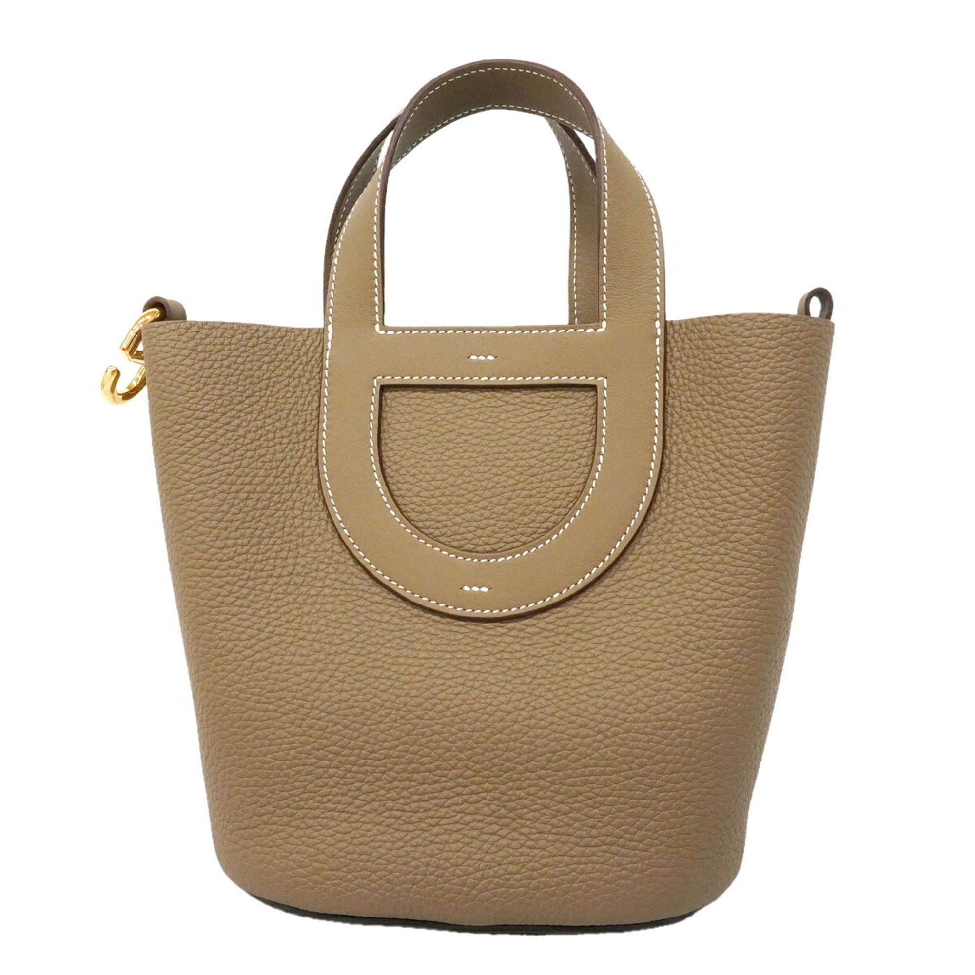 Hermes Etoupe Gray Taurillon Clemence Leather Swift Leather Handbag (Pre-Owned)