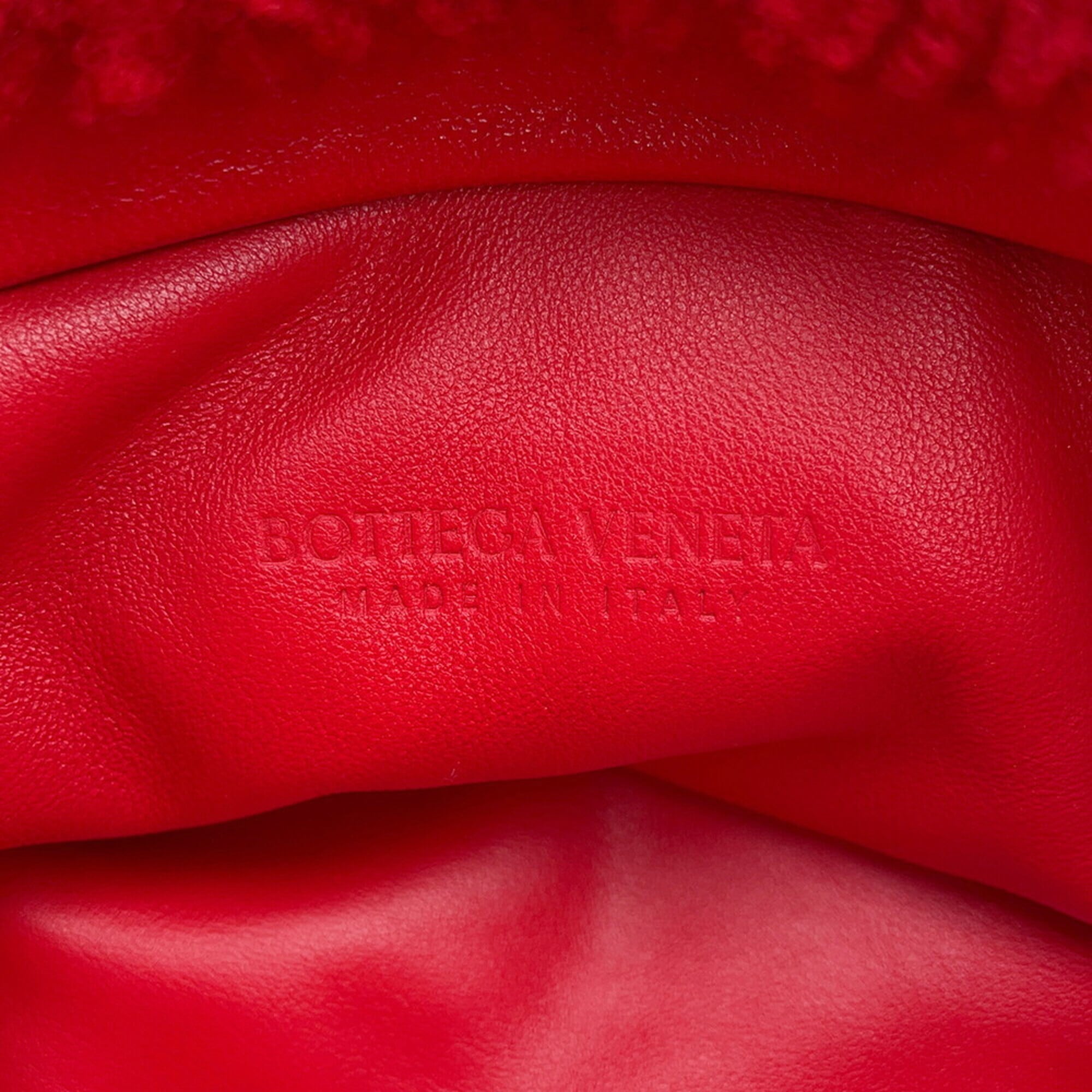 Bottega Veneta Red Color Fabric Leather Handbag Shoulder Bag (Pre-Owned)