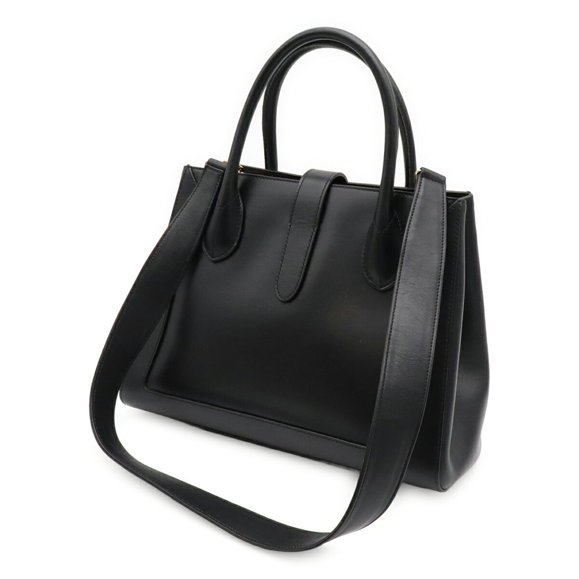 Gucci Black Leather Handbag Shoulder Bag Tote Bag (Pre-Owned)
