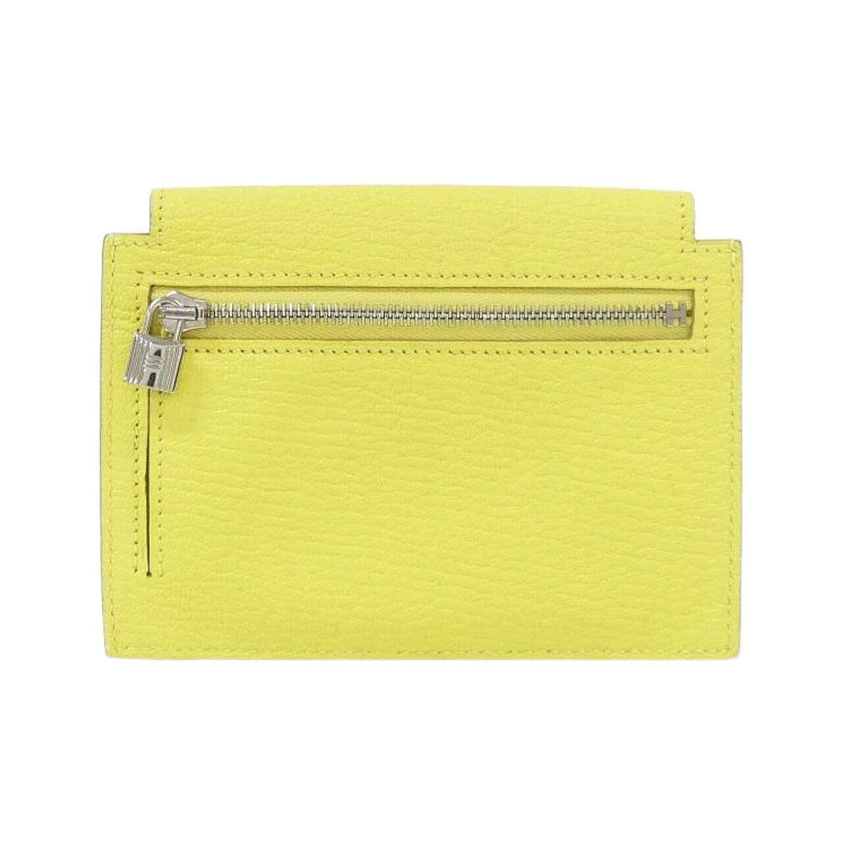 Hermes Lime Yellow Chevre Leather Card Wallet (Pre-Owned)