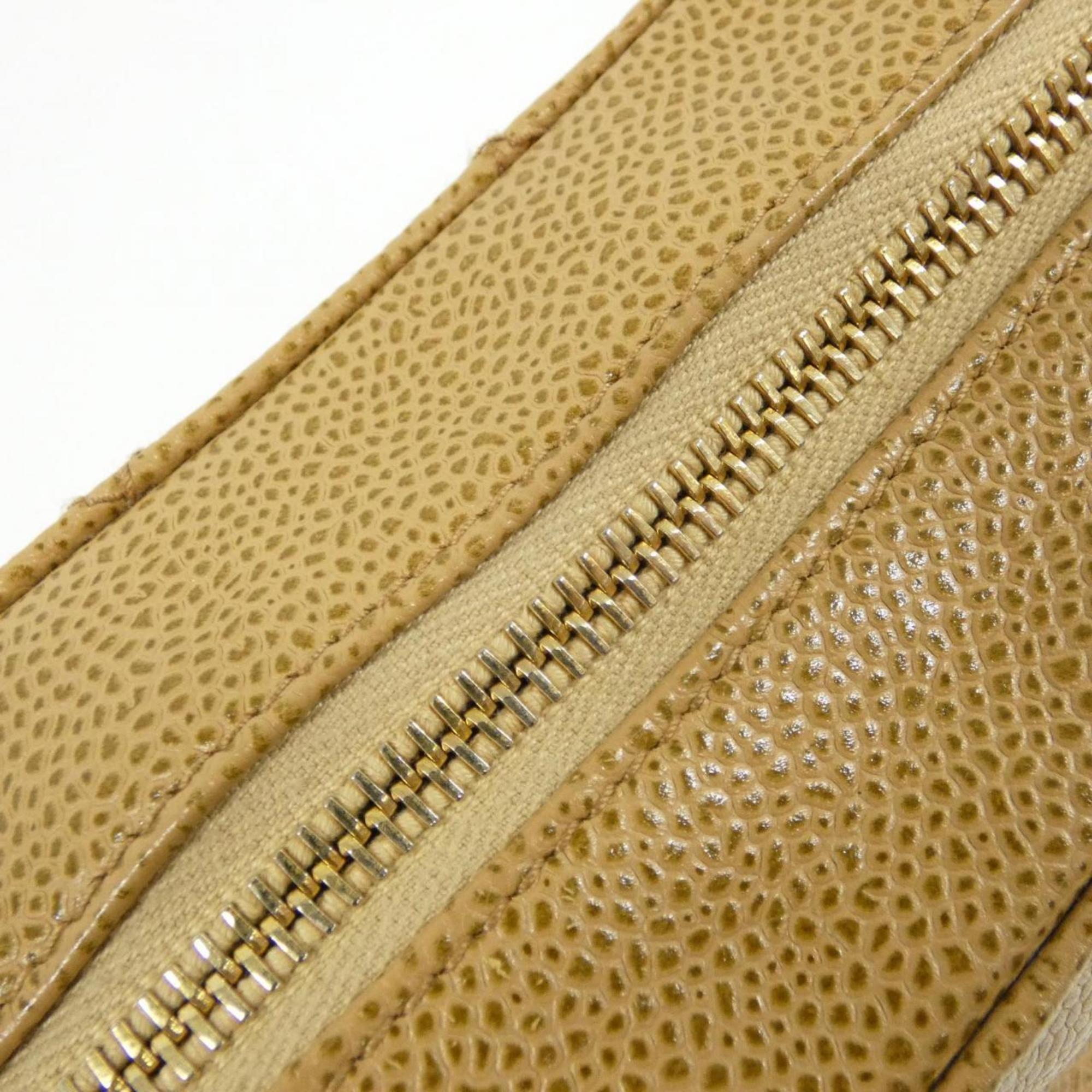 Chanel Beige Grained Calfskin Shoulder Bag (Pre-Owned)