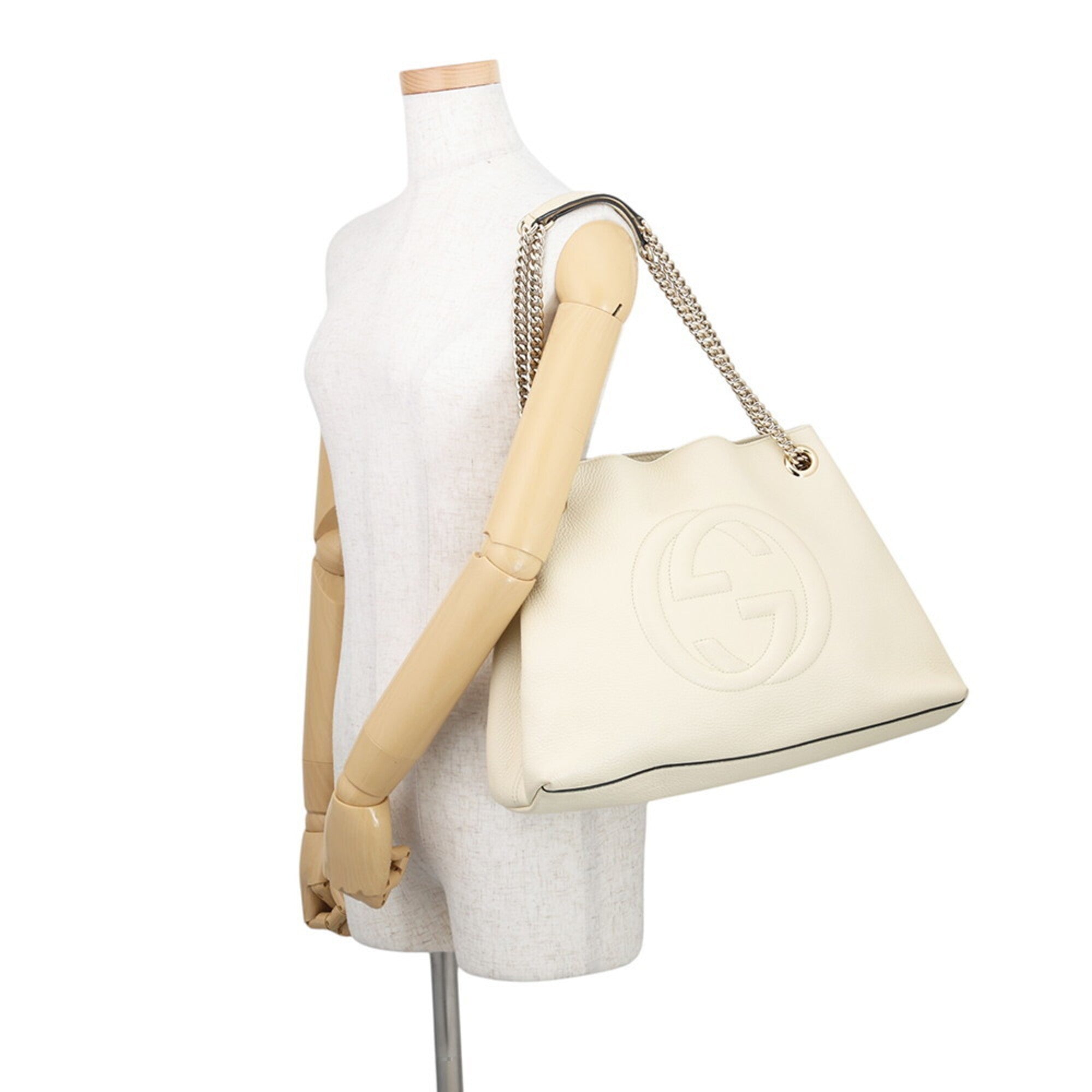 Gucci Ivory Leather Handbag Tote Bag (Pre-Owned)