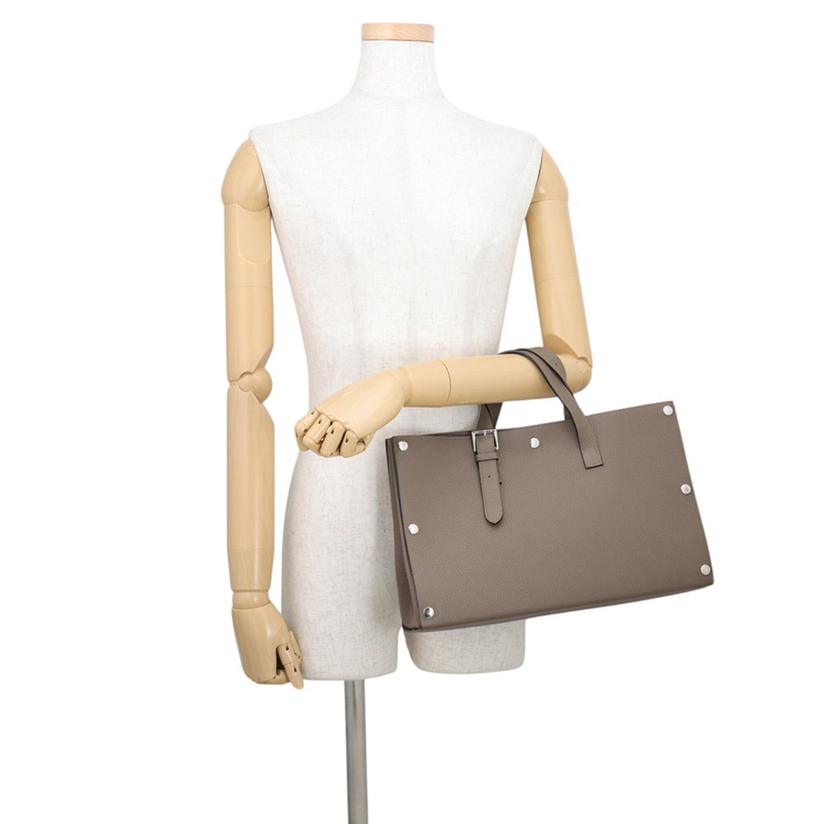 Hermes Etoupe Gray Taurillon Clemence Leather Handbag (Pre-Owned)
