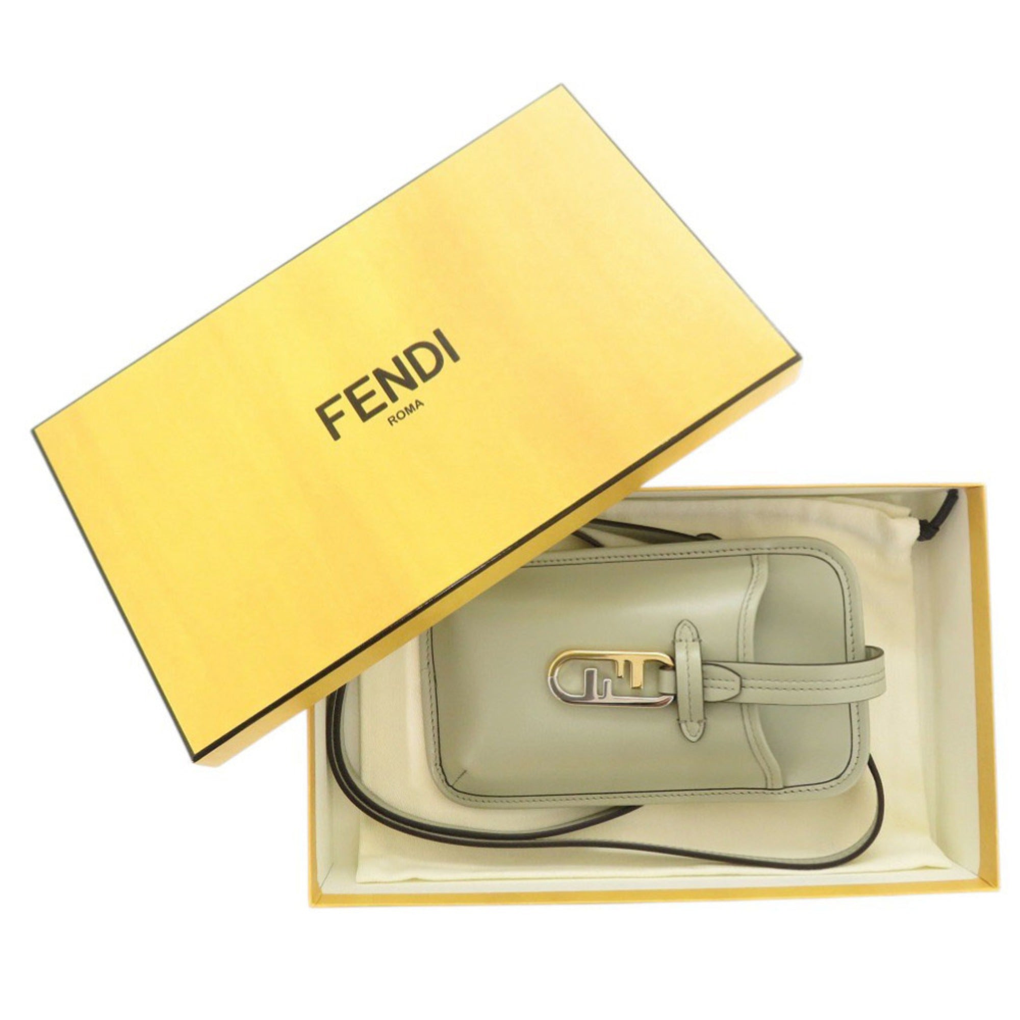 Fendi Green Leather Pouch Shoulder Bag (Pre-Owned)