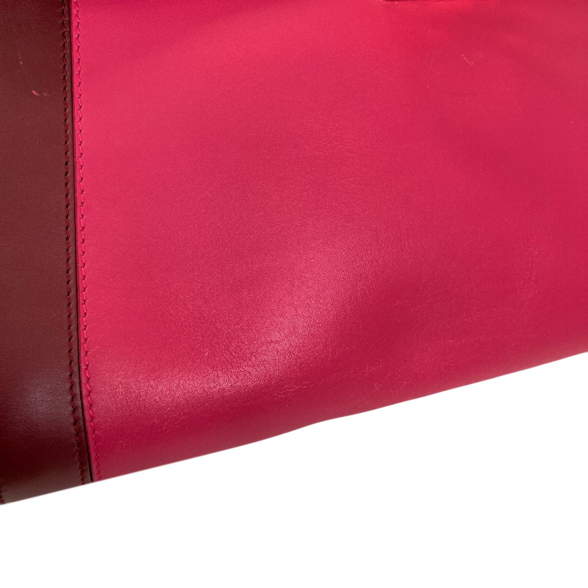Salvatore Ferragamo Gancini Bordeaux Pink Leather Handbag (Pre-Owned)