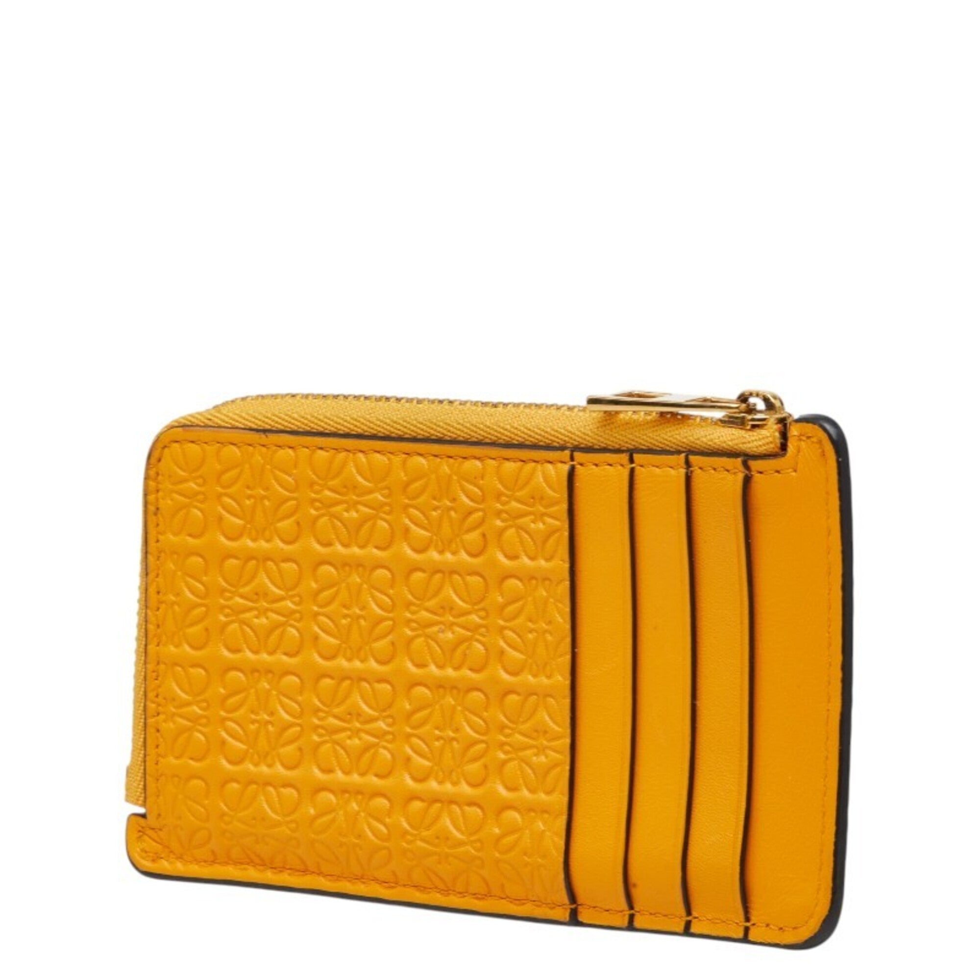 Loewe Orange Yellow Leather Coin Purse/Coin Case (Pre-Owned)