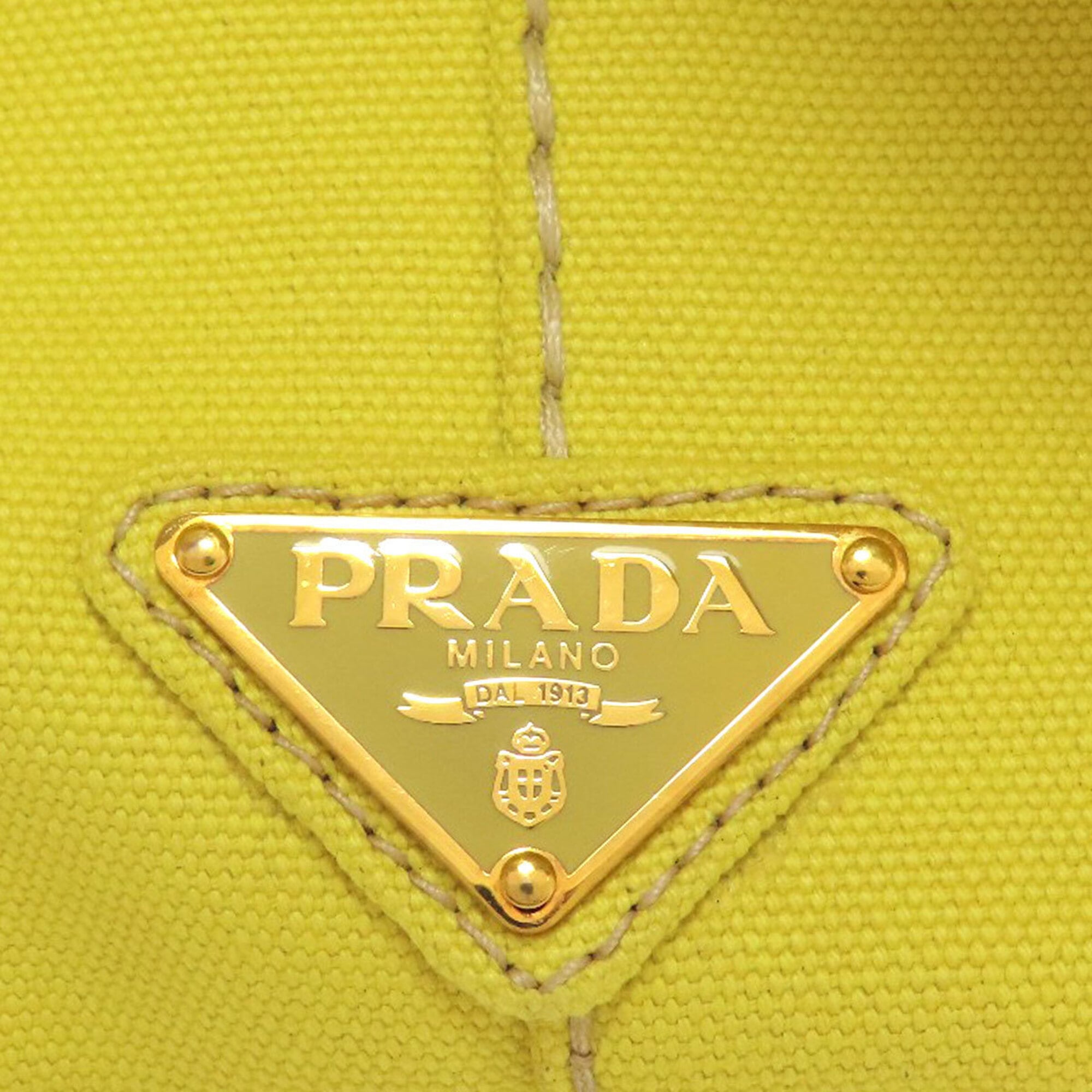 Prada Canapa Yellow Canvas Tote Bag (Pre-Owned)