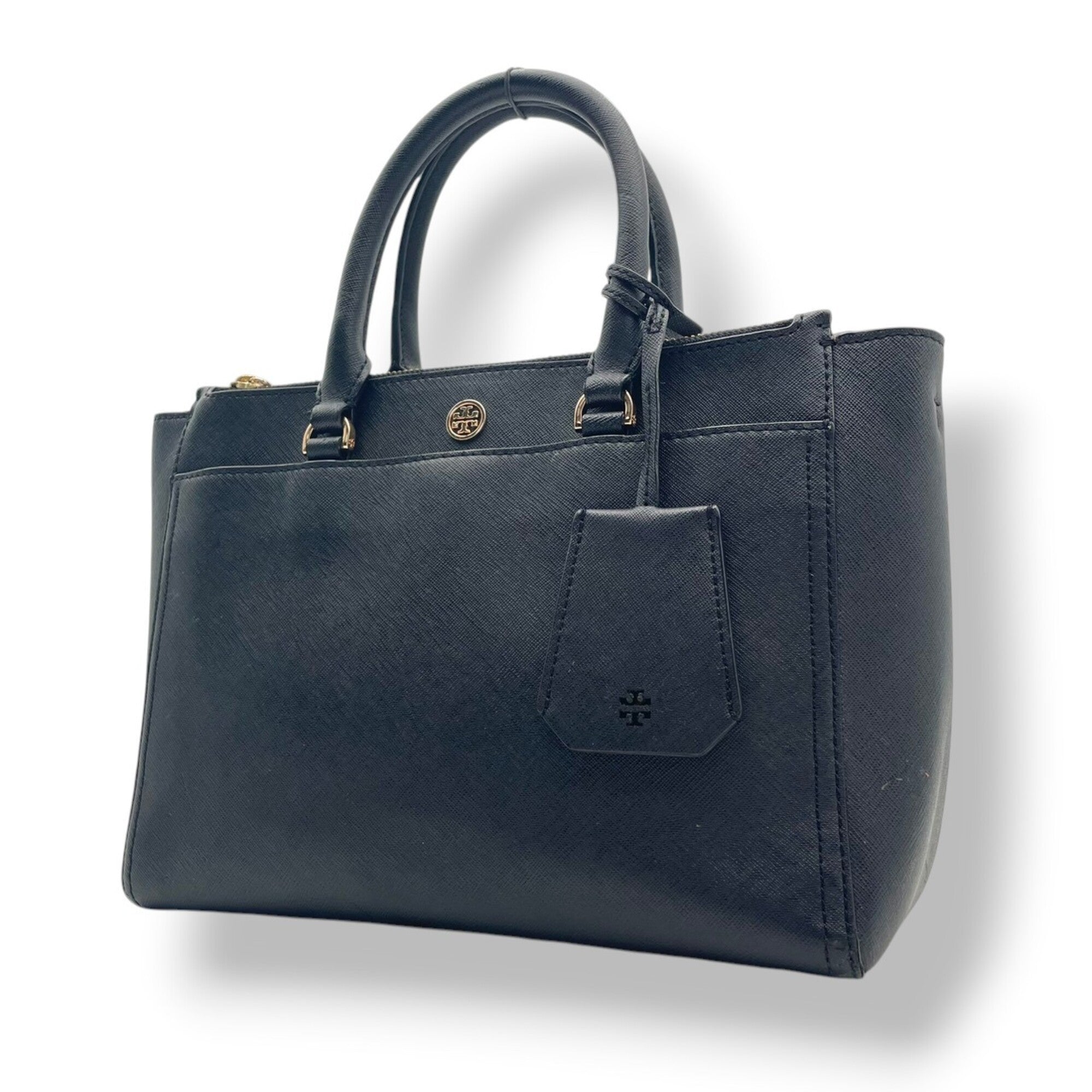 Tory Burch Black Leather Handbag Shoulder Bag Tote Bag (Pre-Owned)