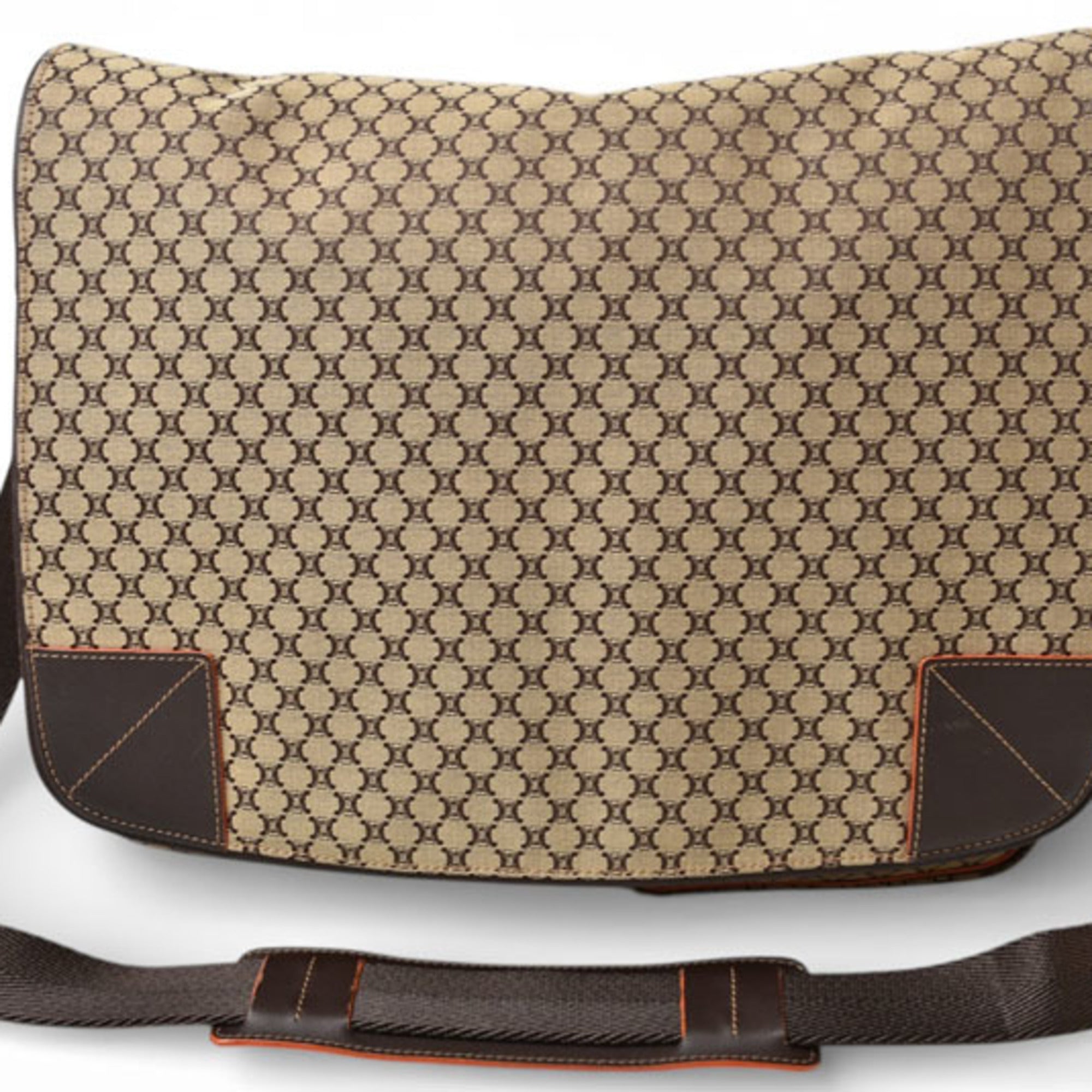 Celine Beige Brown Canvas Messenger Bag Shoulder Bag (Pre-Owned)