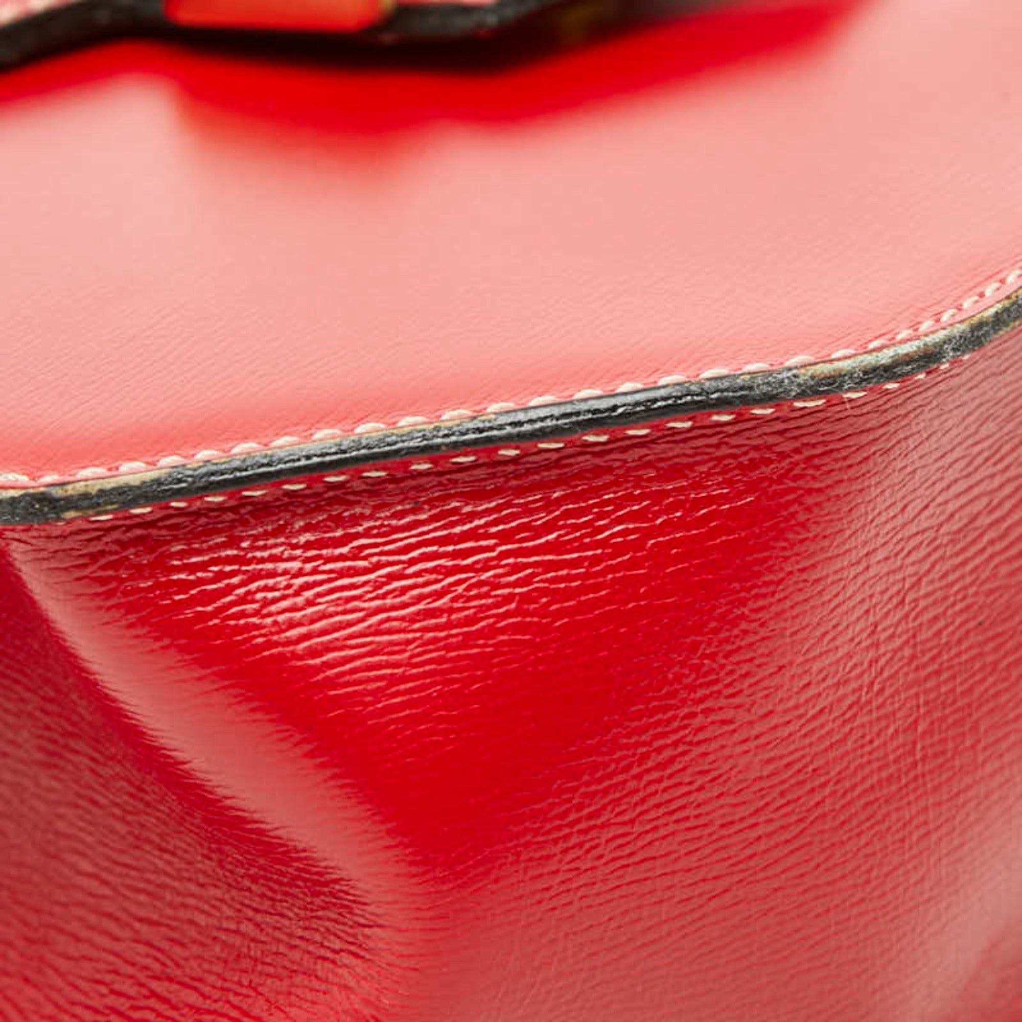 Christian Dior Red Color Leather Handbag Shoulder Bag (Pre-Owned)