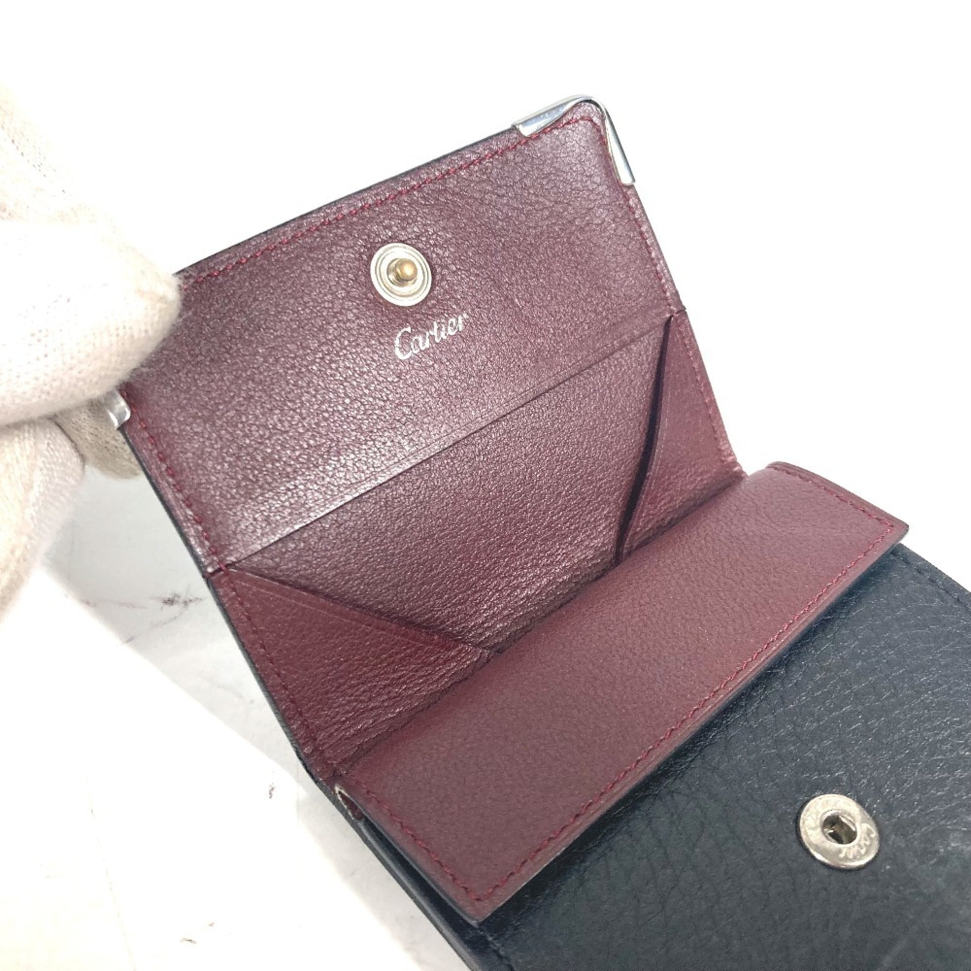 Cartier Black Leather Coin Purse/Coin Case (Pre-Owned)
