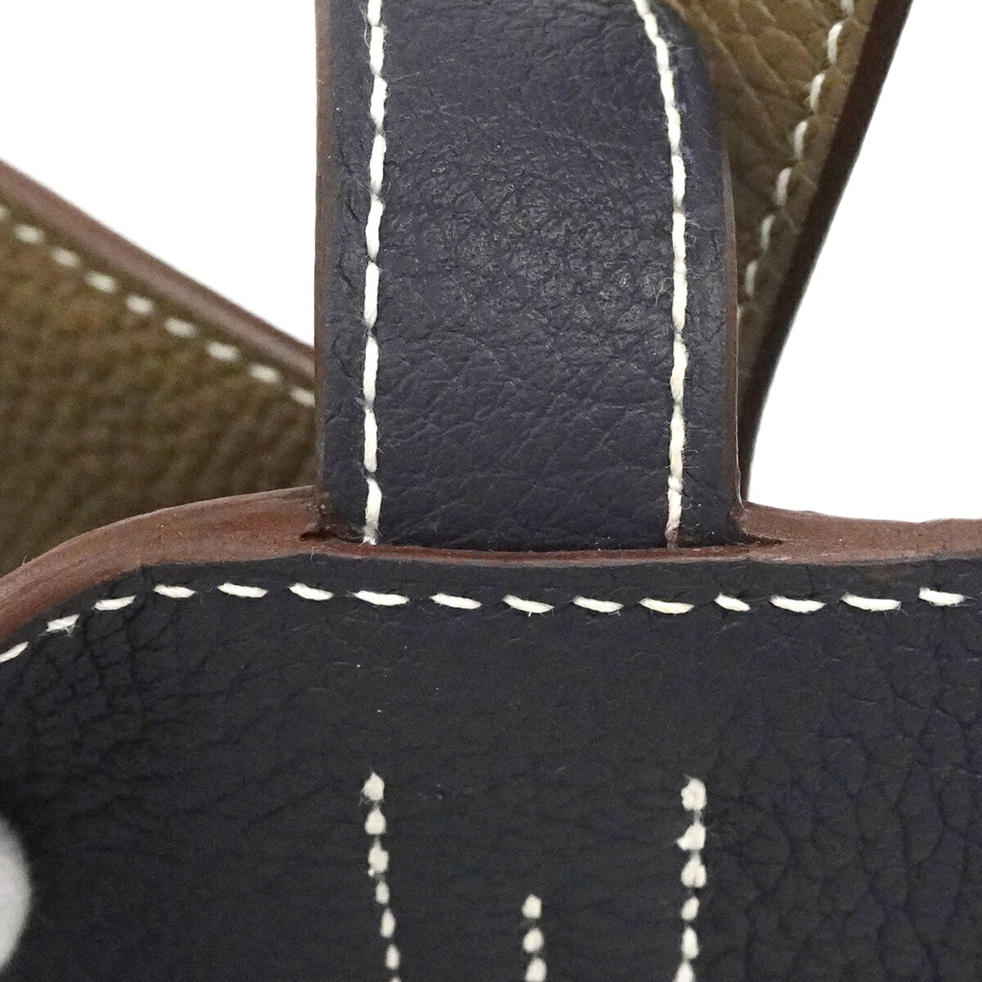 Hermes Blue Nuit Etoupe Gray Taurillon Clemence Leather Tote Bag (Pre-Owned)