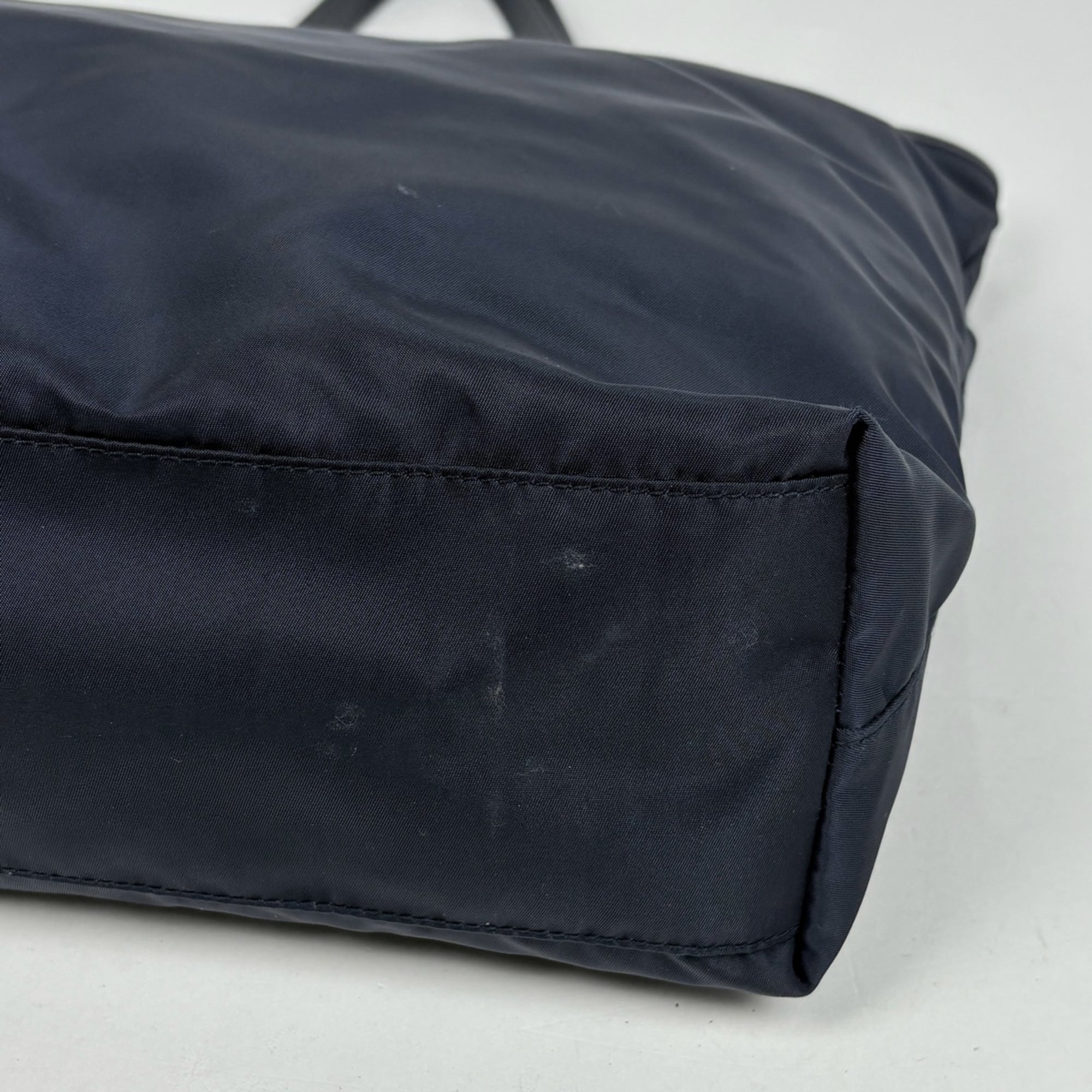 Prada Navy Nylon Leather Tote Bag (Pre-Owned)