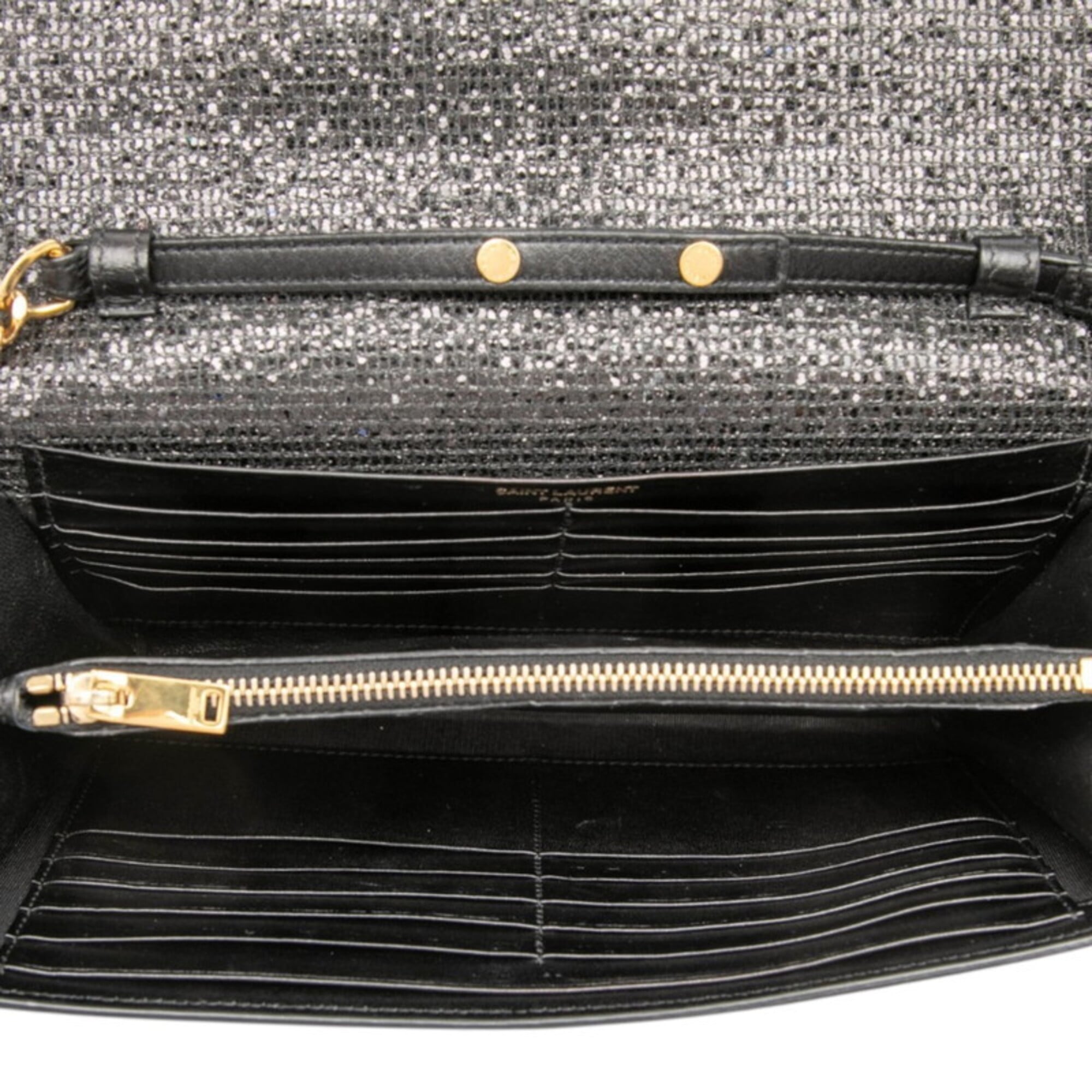 Saint Laurent Black Spangles Leather Shoulder Bag (Pre-Owned)