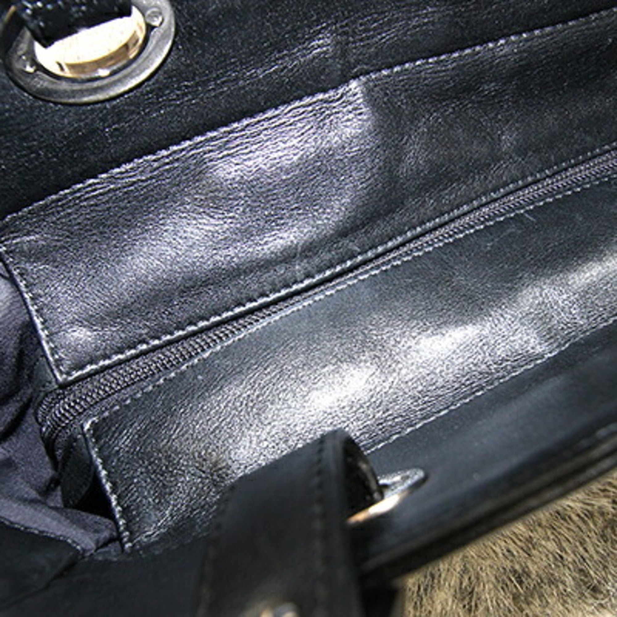 Chanel Paris Biarritz Black Leather Coated Canvas Shoulder Bag Tote Bag (Pre-Owned)
