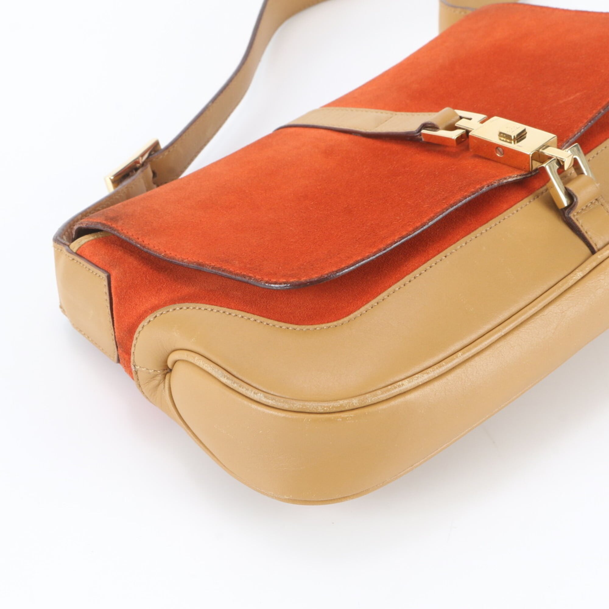 Gucci Beige Orange Leather Handbag Shoulder Bag (Pre-Owned)